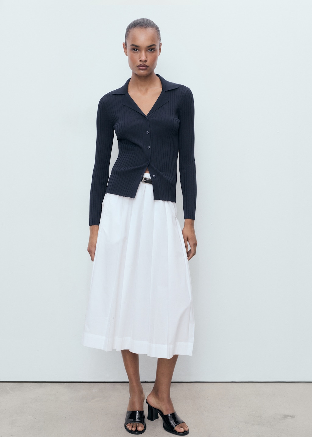 Ribbed lapel cardigan - image 2