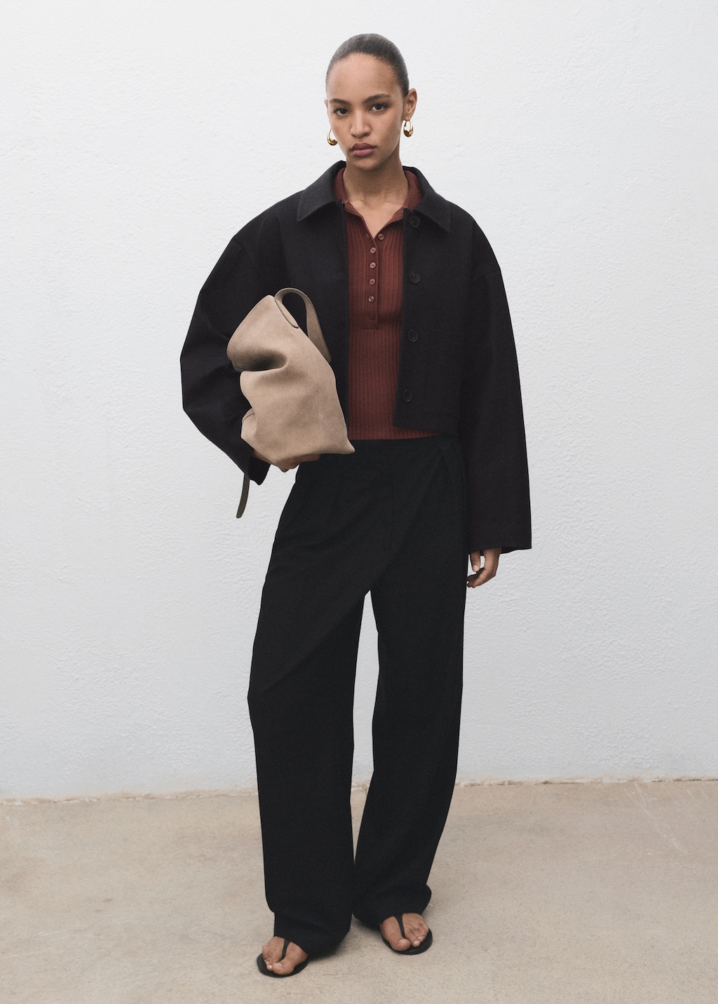 Mango Cropped jacket with pockets