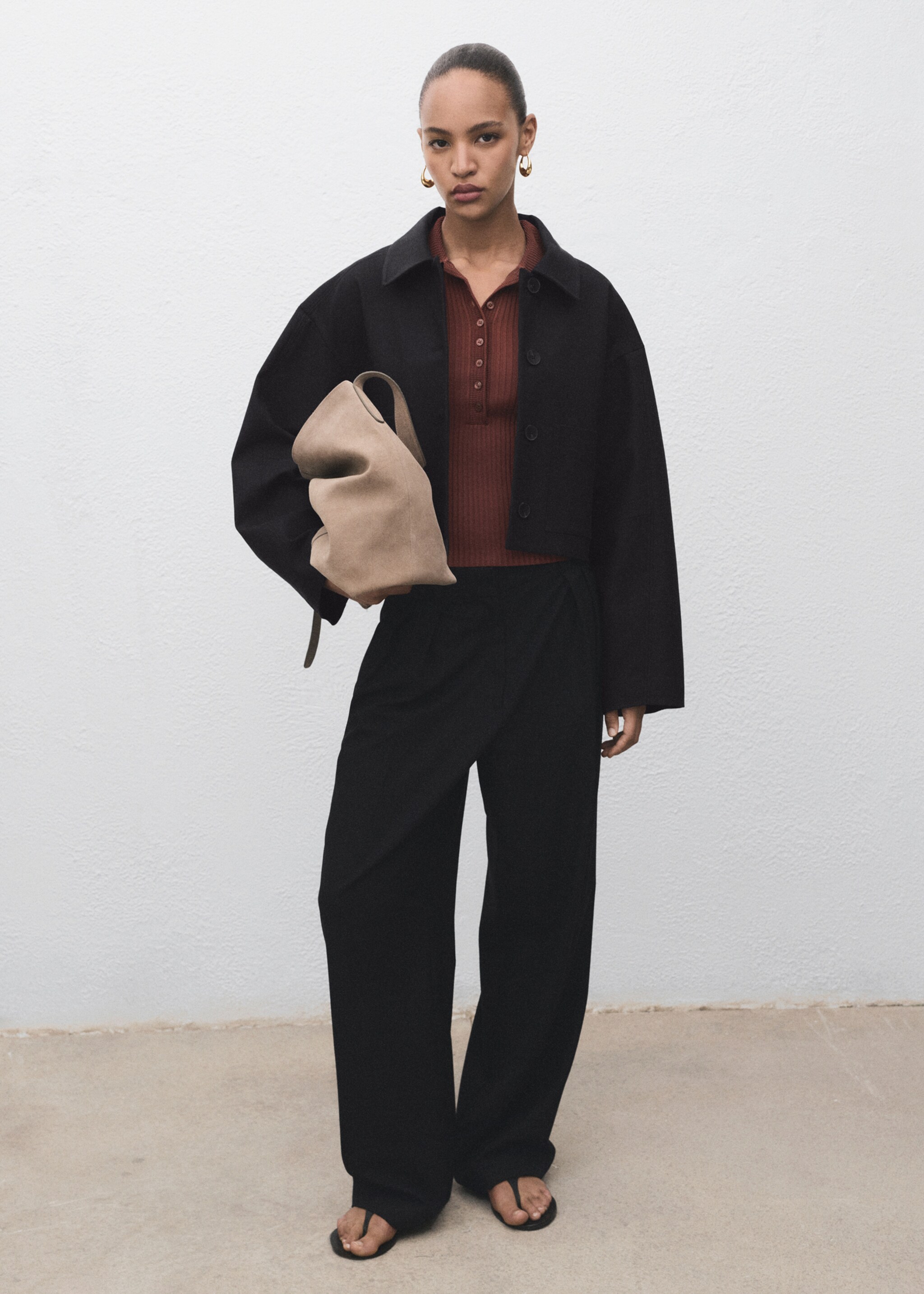 Cropped jacket with pockets - General plane