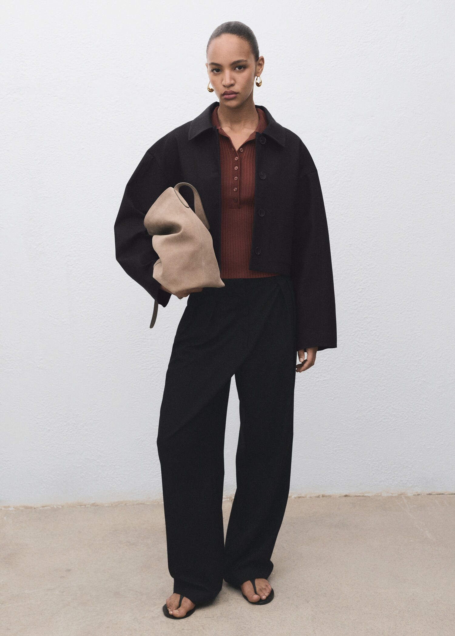 Cropped jacket with pockets - General plane