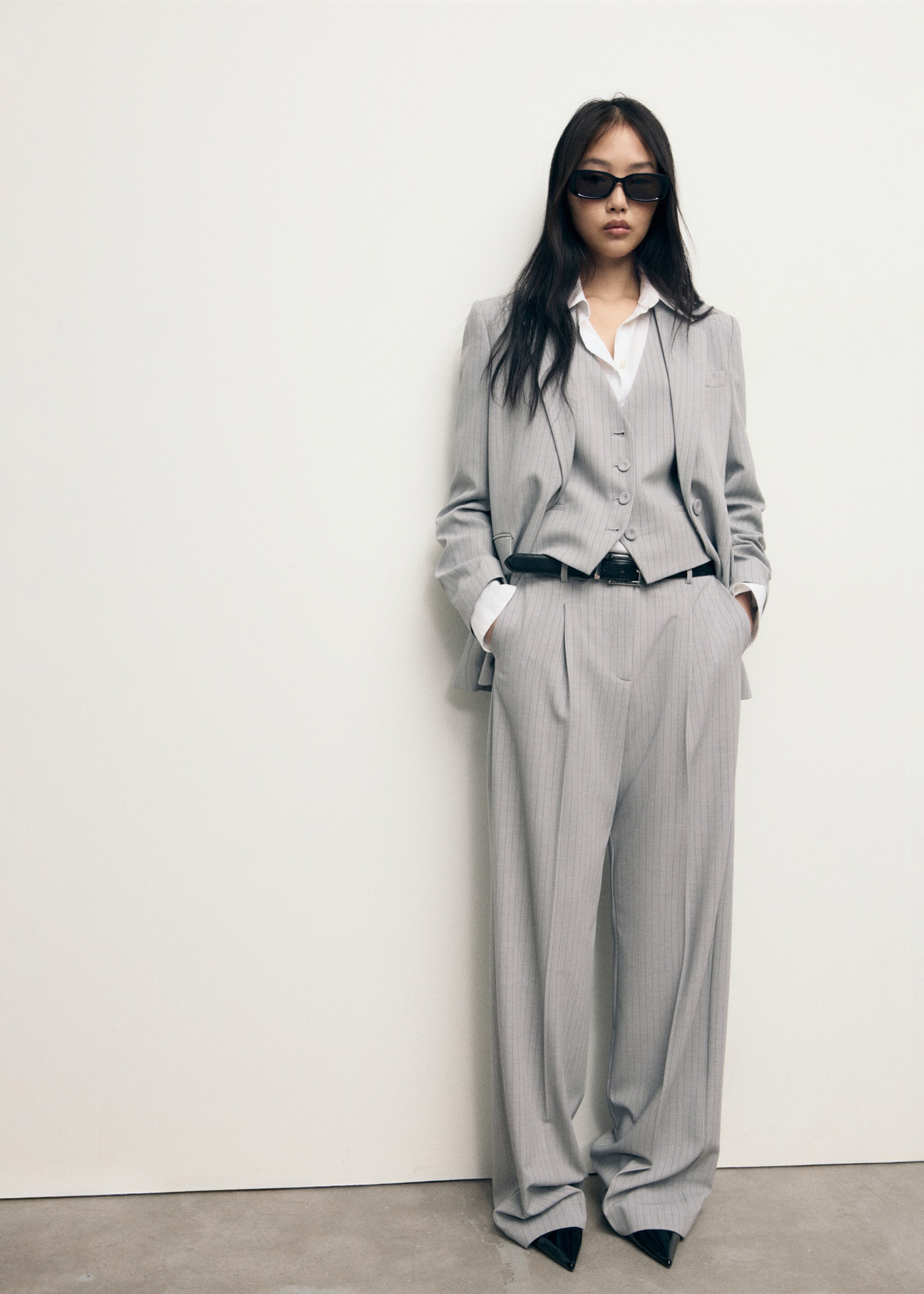 Blazer traje raya diplomática - Plano general, Gris. Ref: 17044120-00.