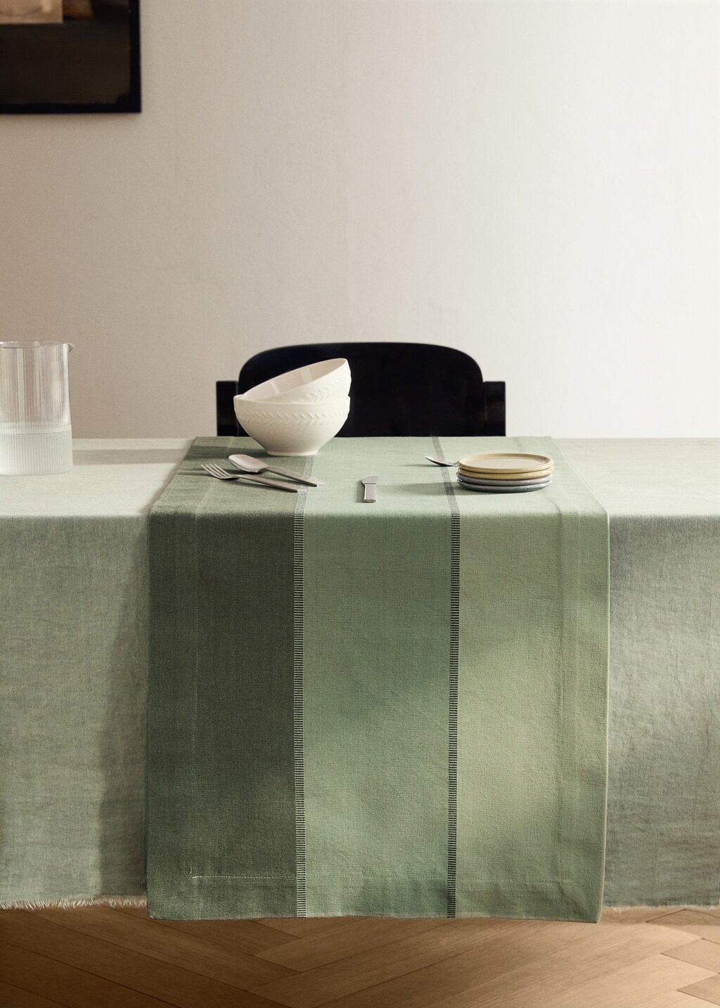 Cotton striped table runner various colors