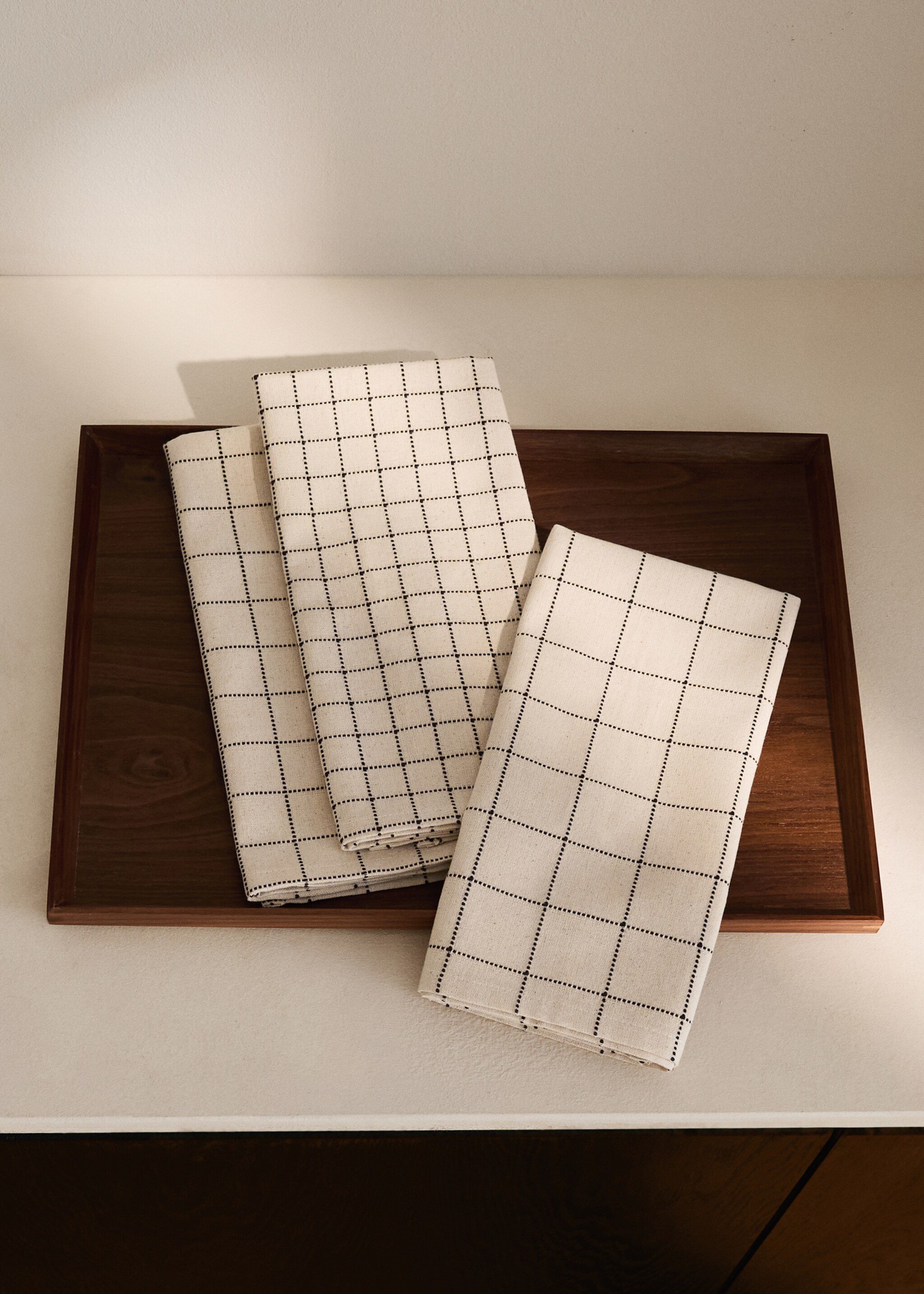 Cotton checked cloths - General plane, Brown. Ref: 17044135-00.