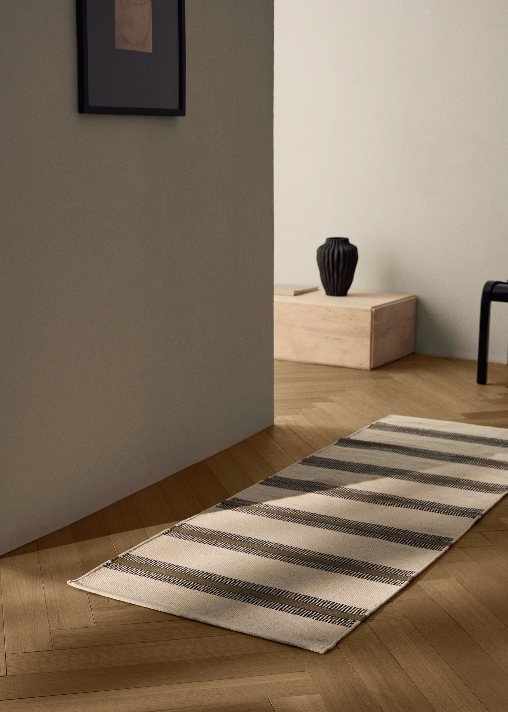 Catifa cotó disseny ratlles - Pla general, Verd. Ref: 17044785-00.