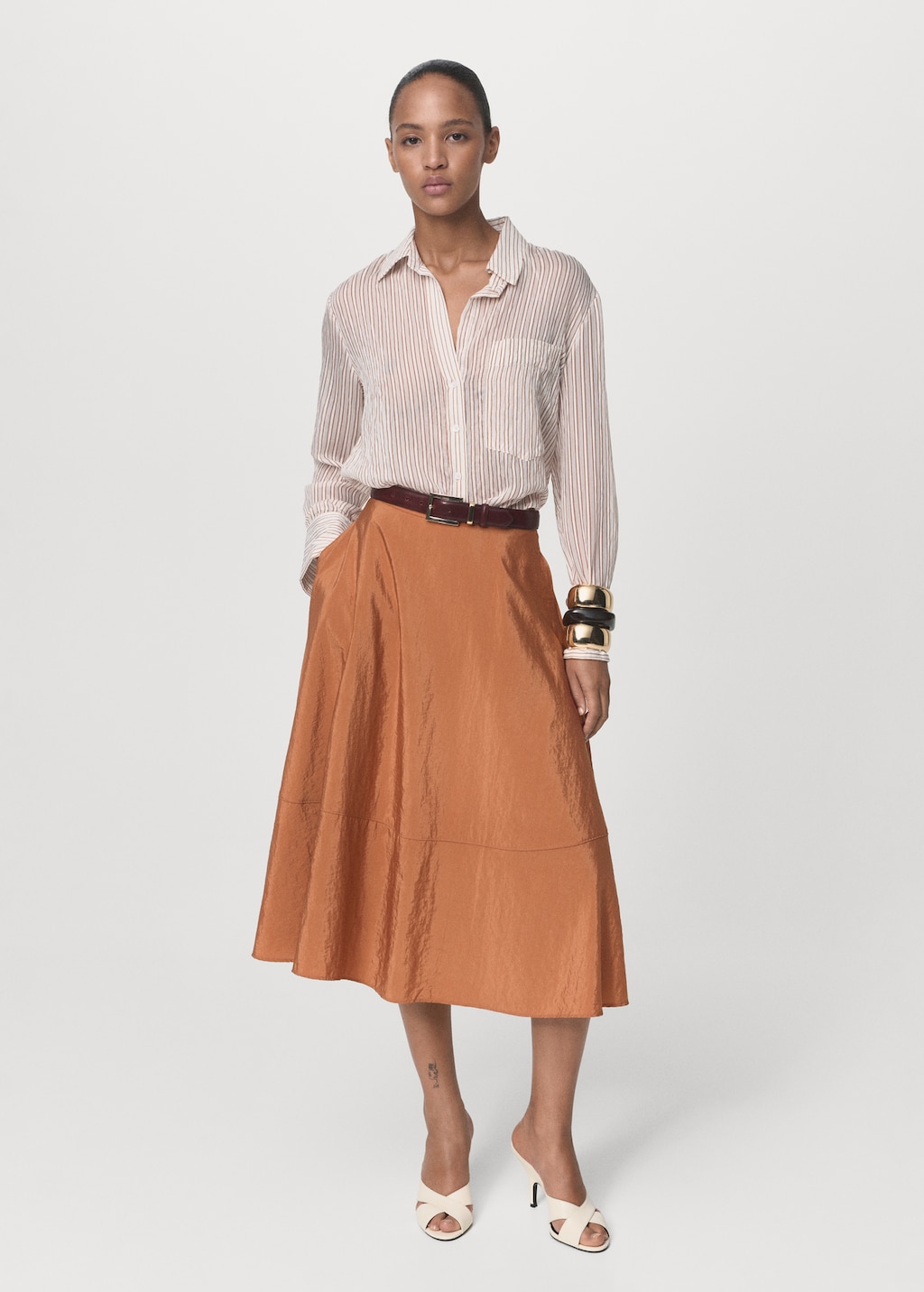Midi satin skirt