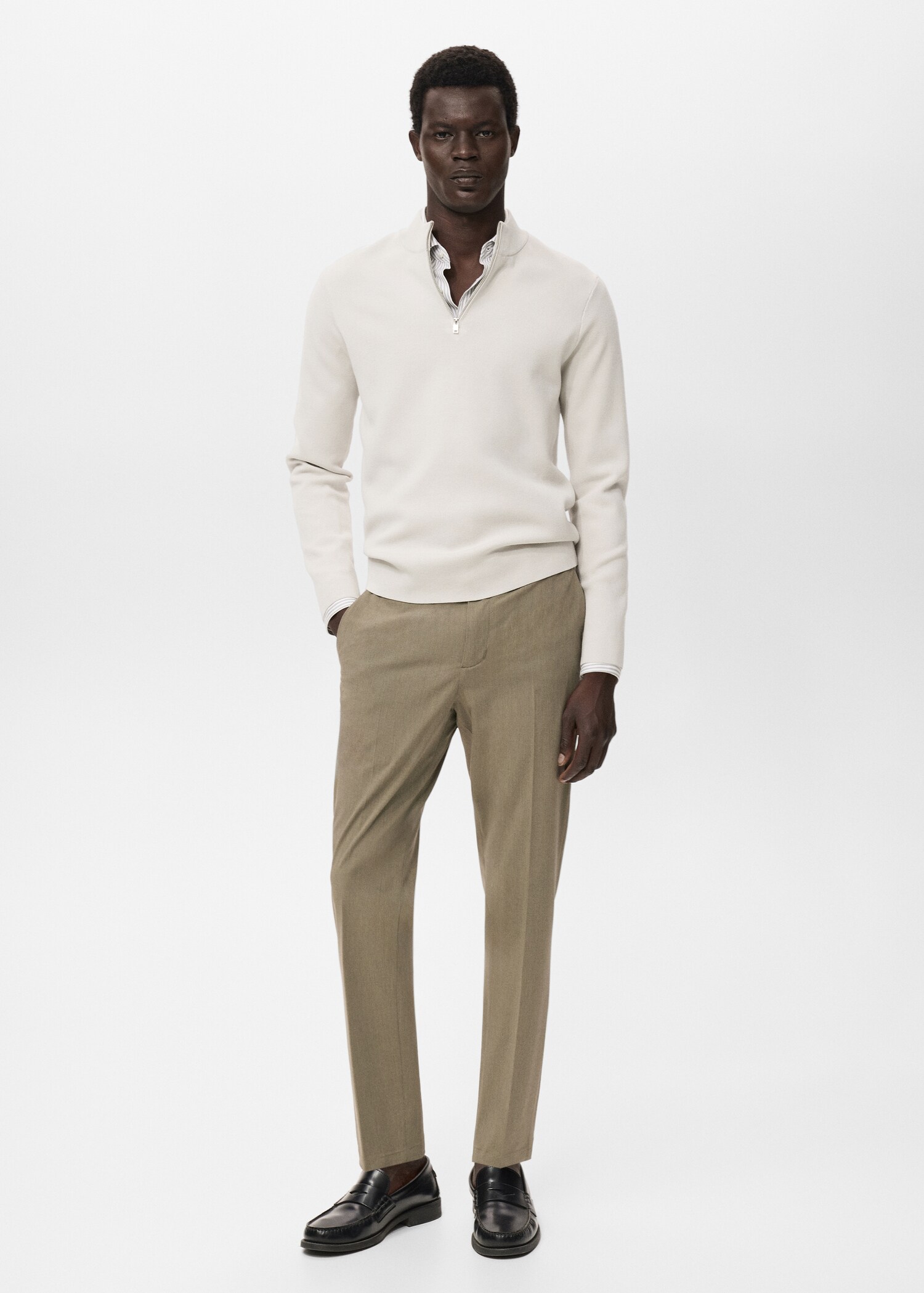 Stretch fabric slim-fit trousers - General plane