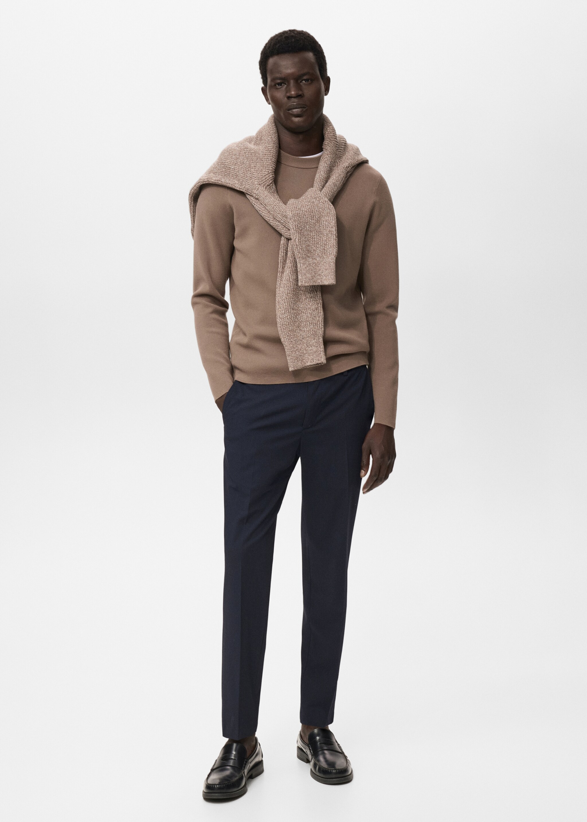 Stretch fabric slim-fit trousers - General plane, Navy. Ref: 17045140-00.