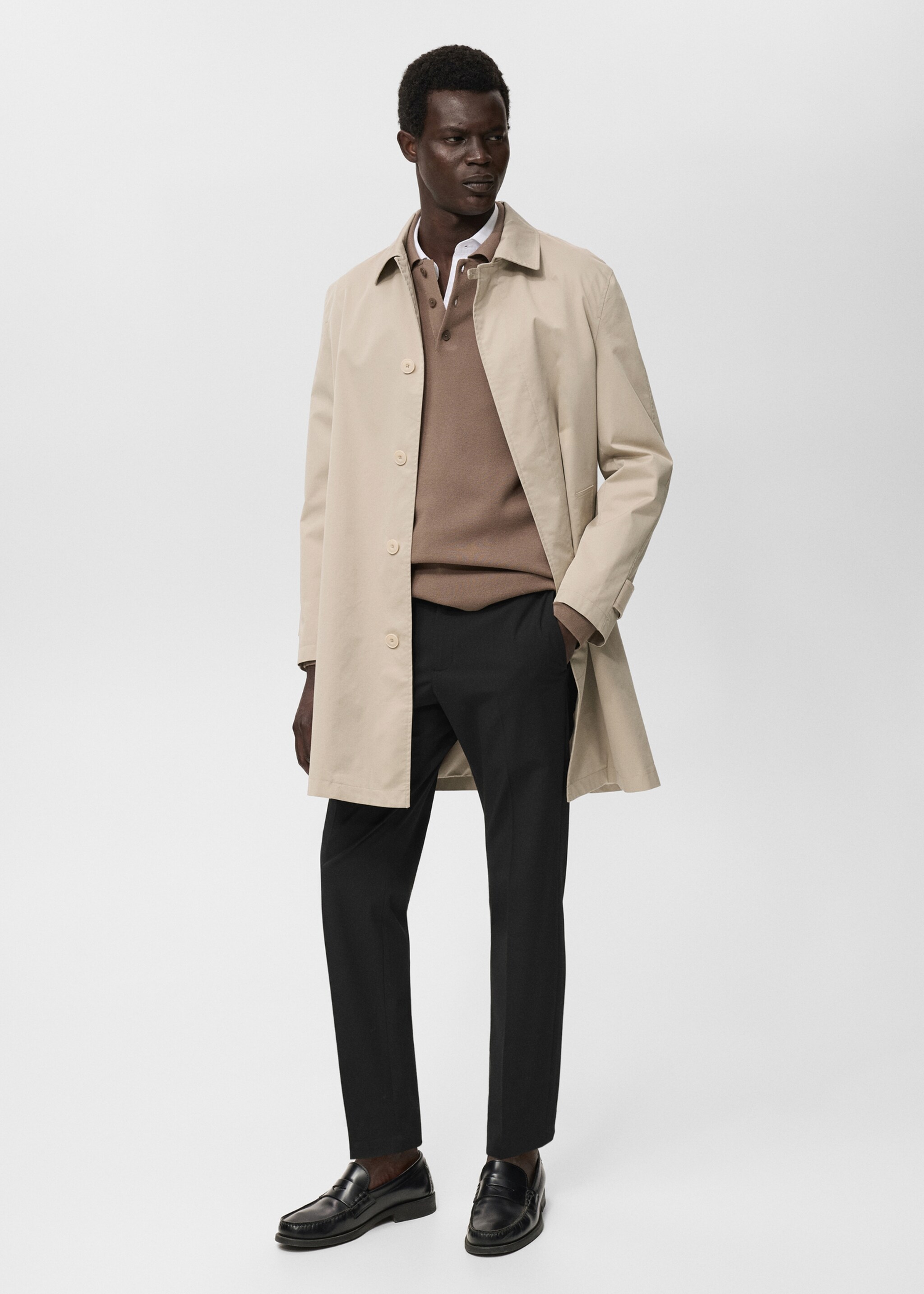 Stretch fabric slim-fit trousers - General plane, Black. Ref: 17045140-00.