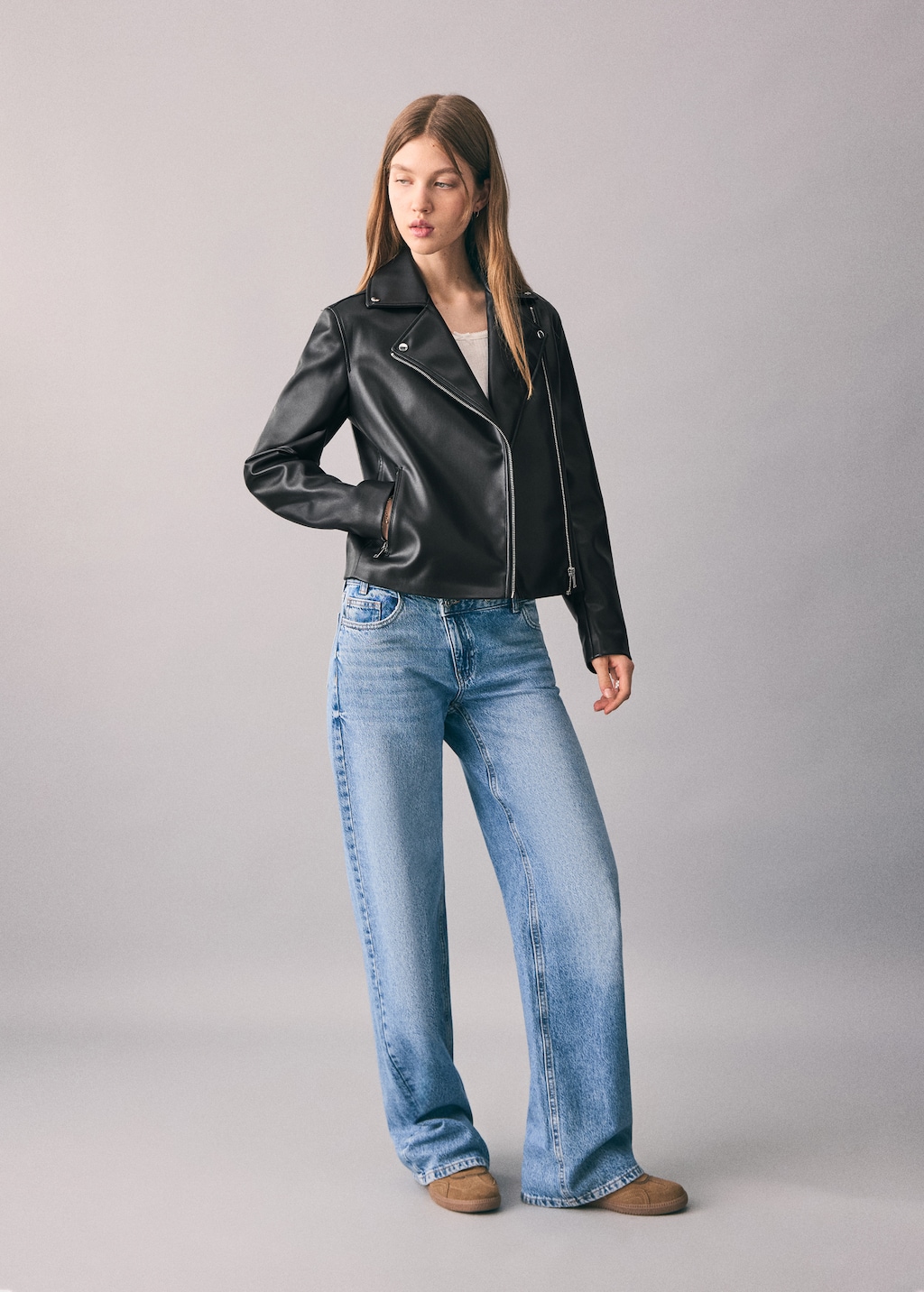 Leather-effect biker jacket