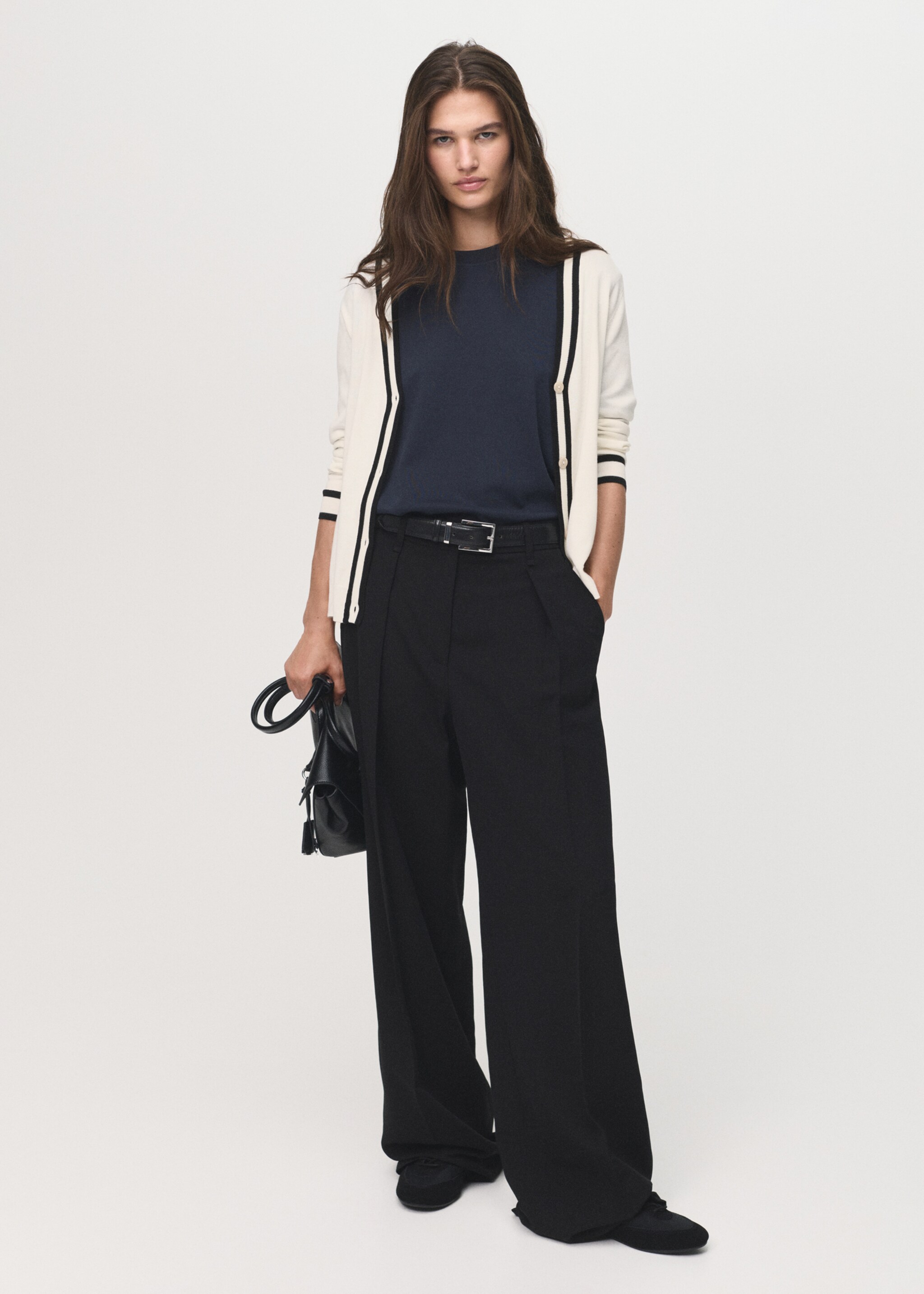 Contrast stripe cardigan - General plane, Ecru. Ref: 17045799-00.