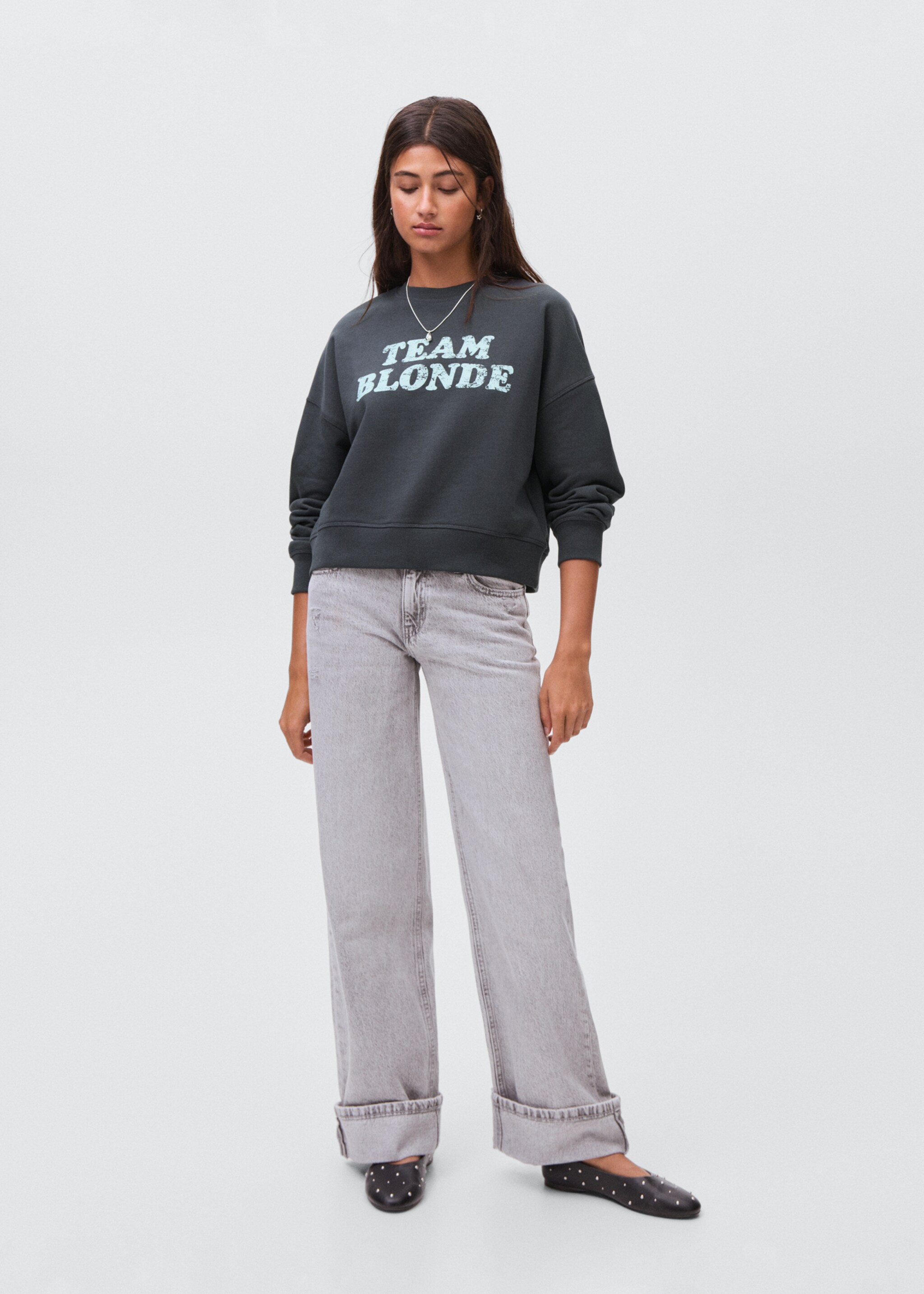 Printed cotton sweatshirt - General plane, Charcoal. Ref: 17045802-00.