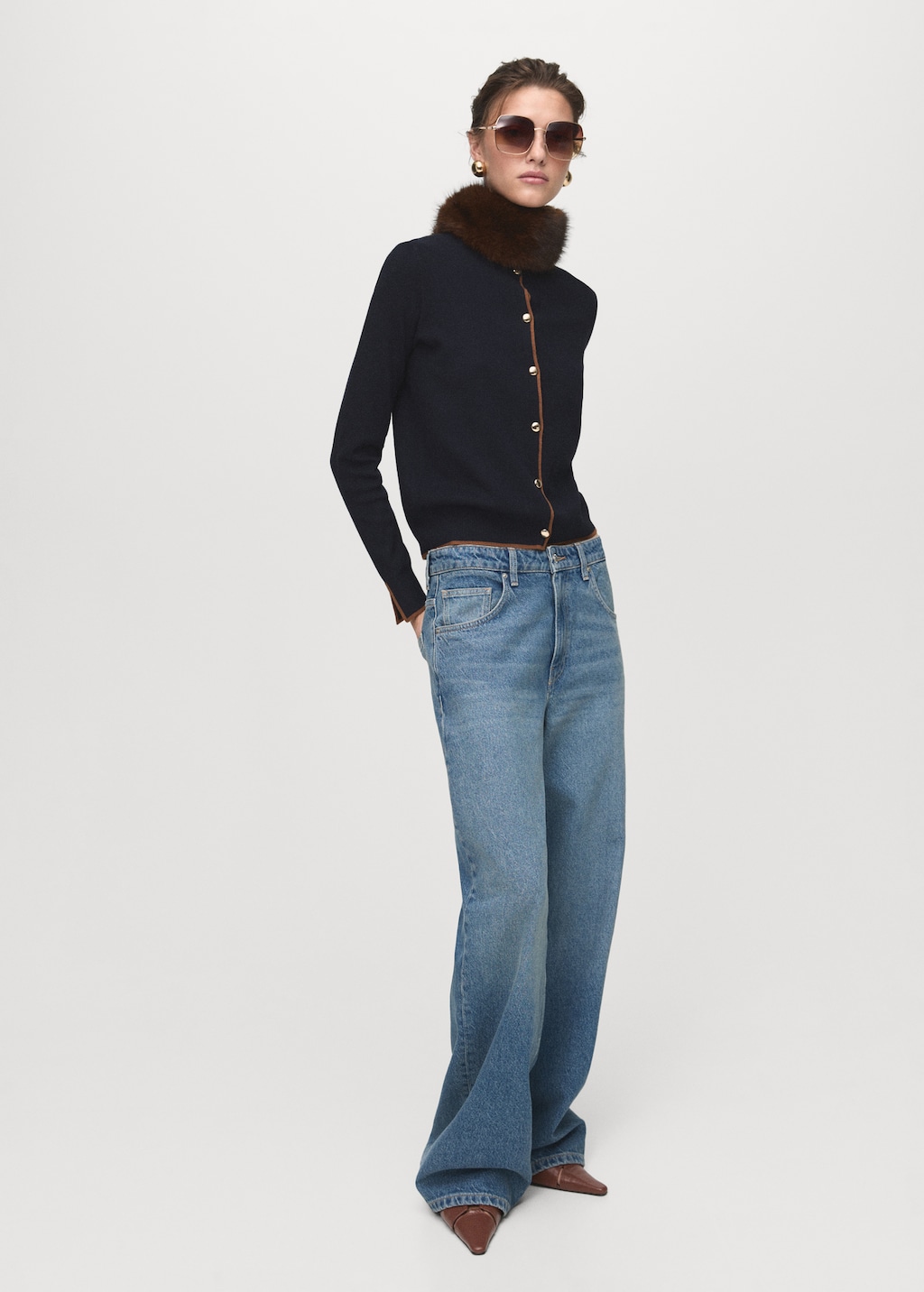 Cardigan with cuff opening