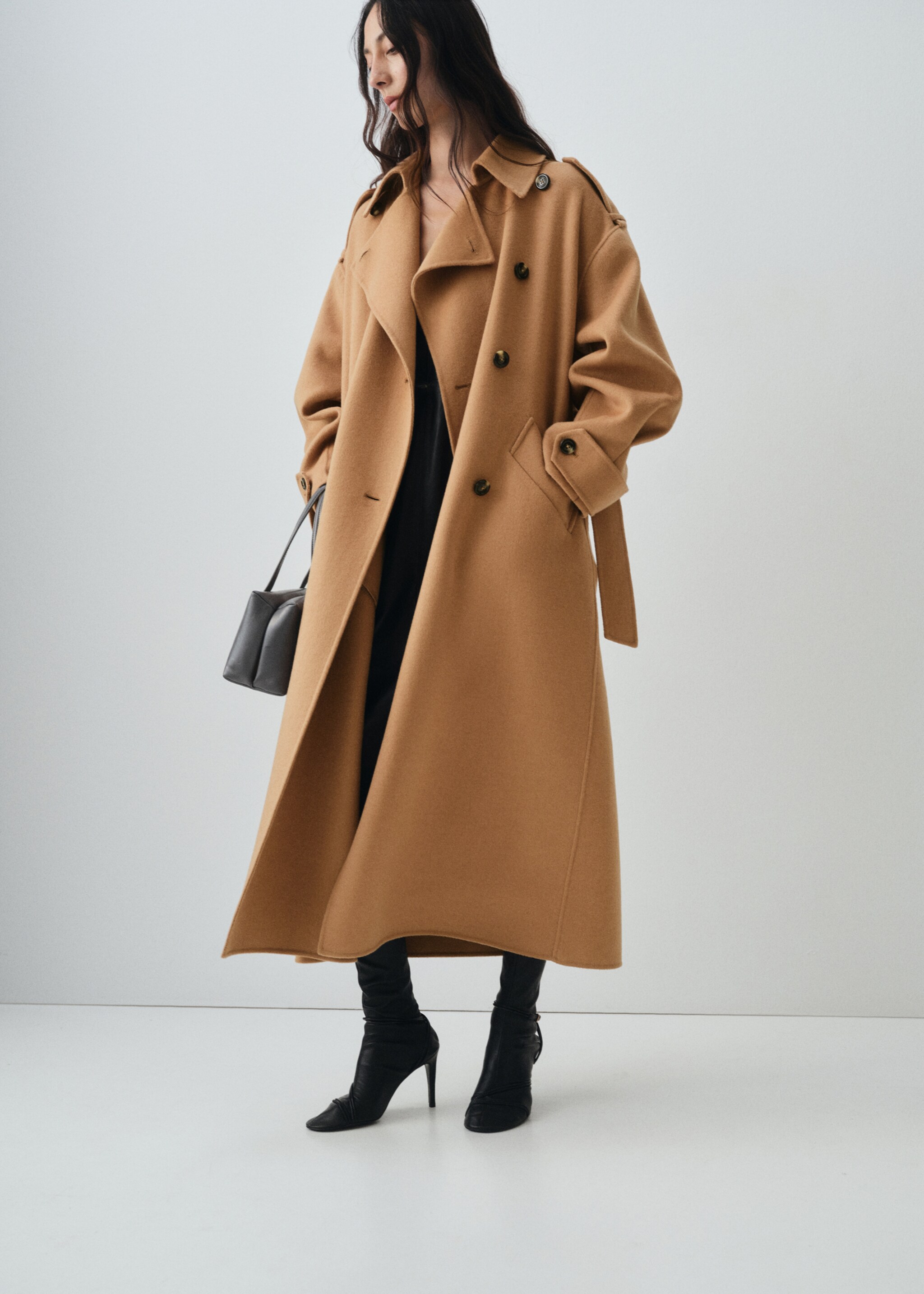 Double-breasted wool coat - General plane, Medium Brown. Ref: 17045824-00.