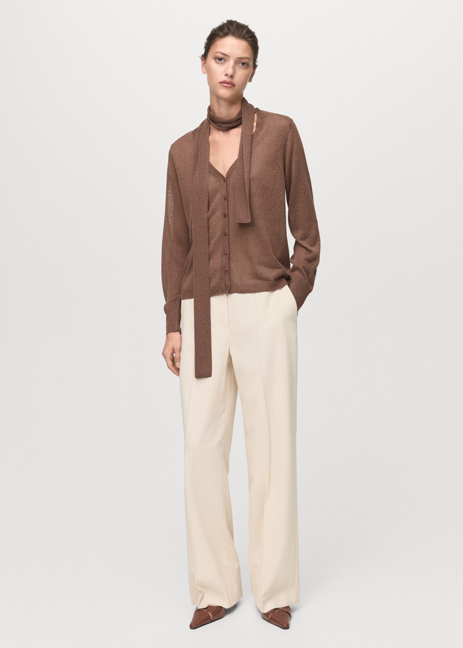 Cardigan punto fino fular - Plano general