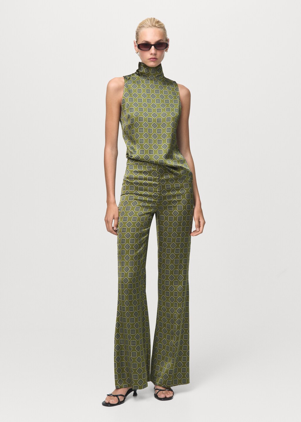 Geometric-print satin pants - image 2