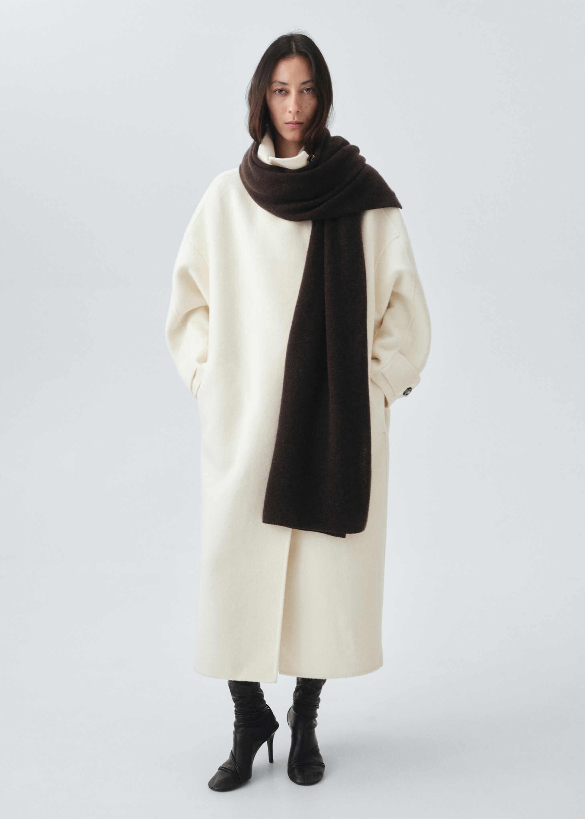 100% cashmere scarf - General plane, Chocolate. Ref: 17045976-00.