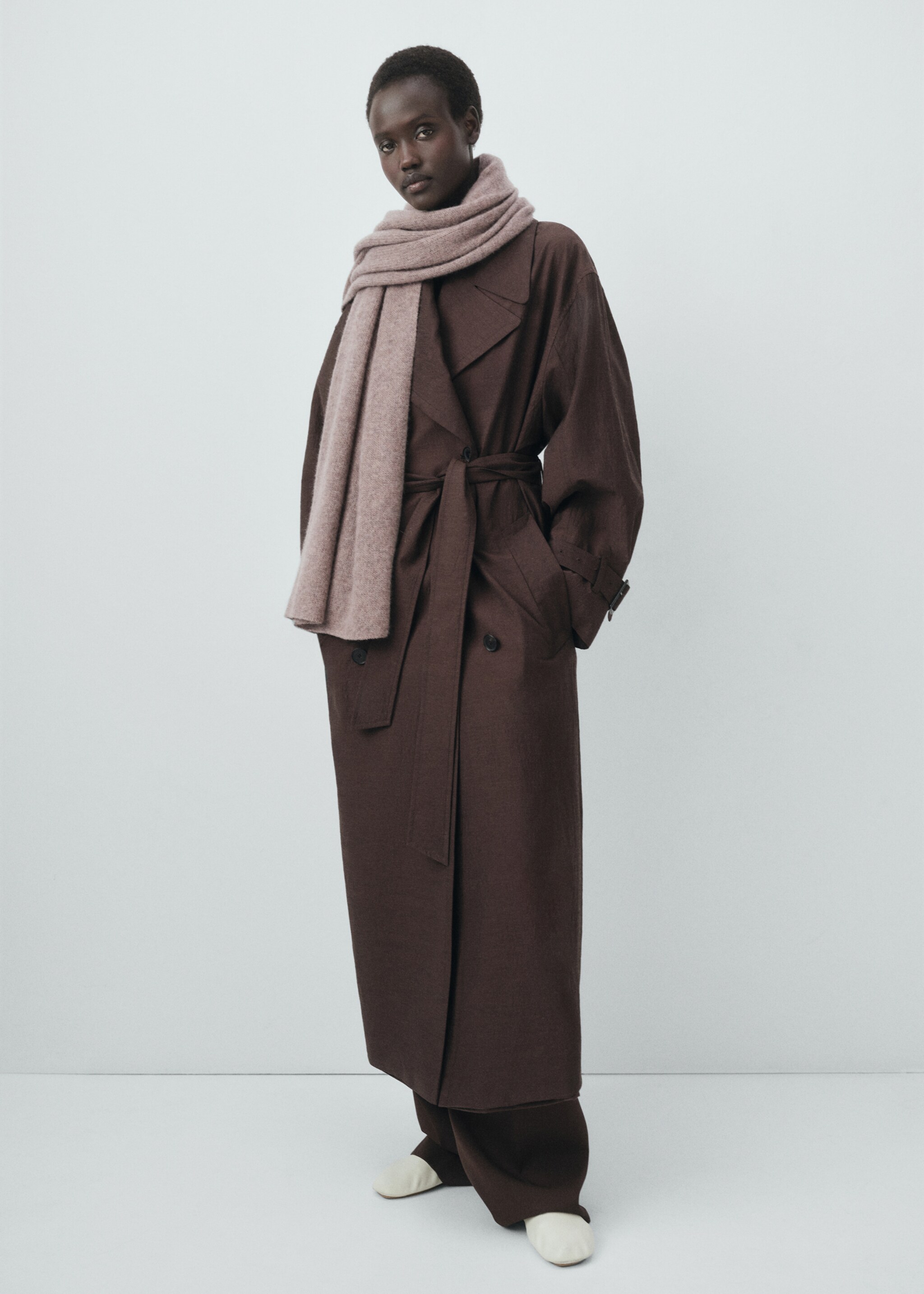 100% cashmere scarf - General plane, Medium Brown. Ref: 17045976-00.