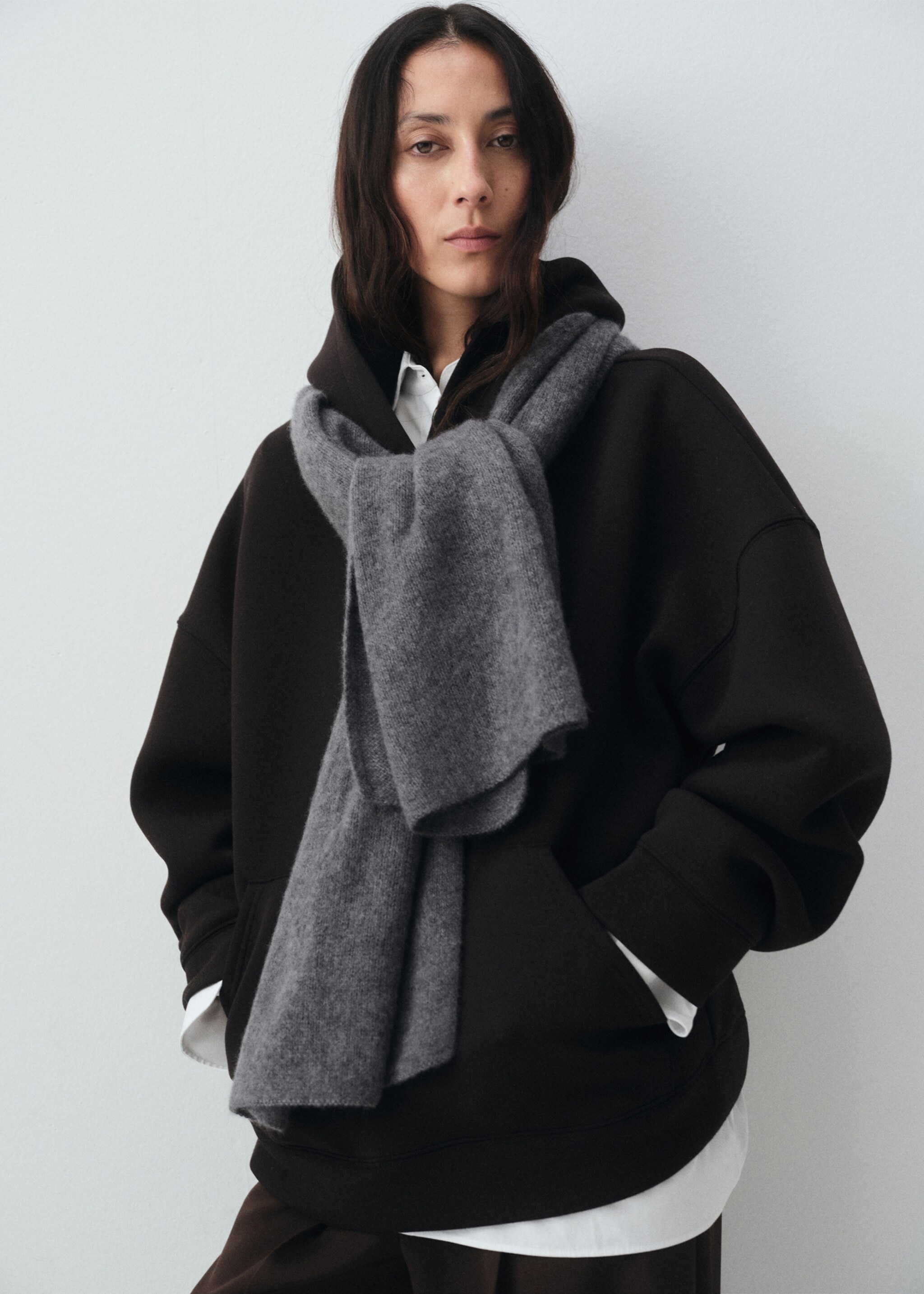 100% cashmere scarf - General plane, Medium Heather Grey. Ref: 17045976-00.