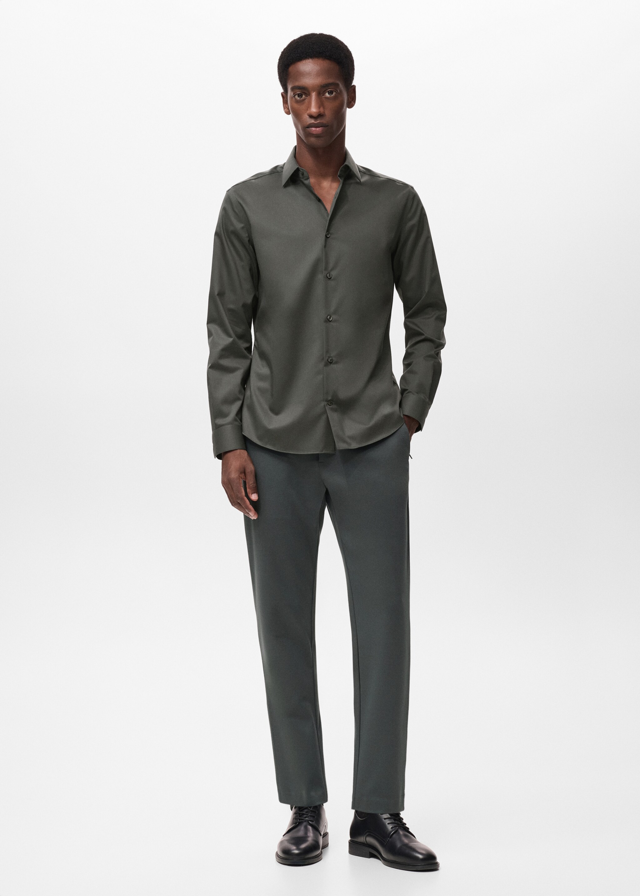 Comfort stretch non-iron shirt - General plane, Khaki. Ref: 17045980-00.