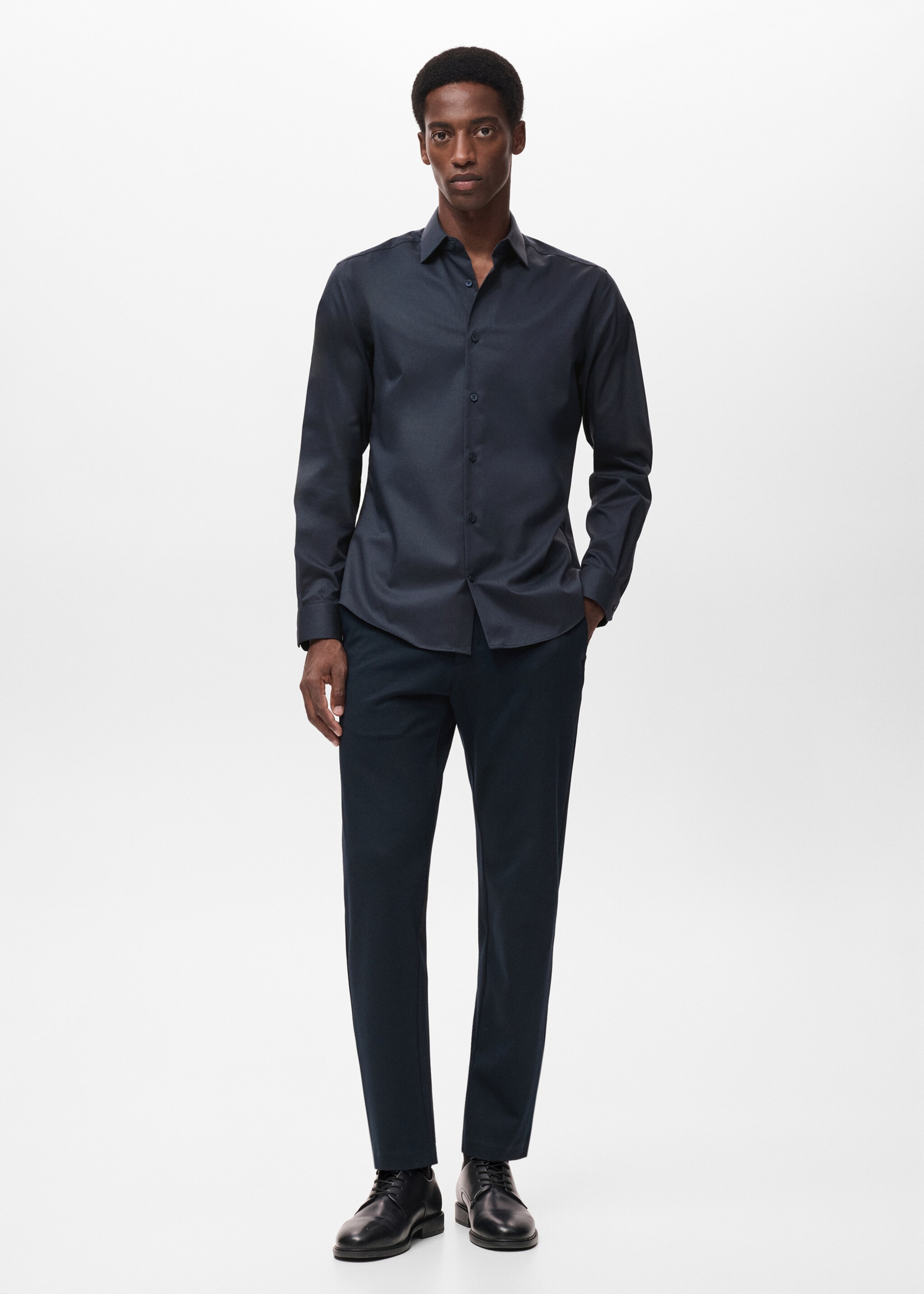 Comfort stretch non-iron shirt - General plane, Navy. Ref: 17045980-00.