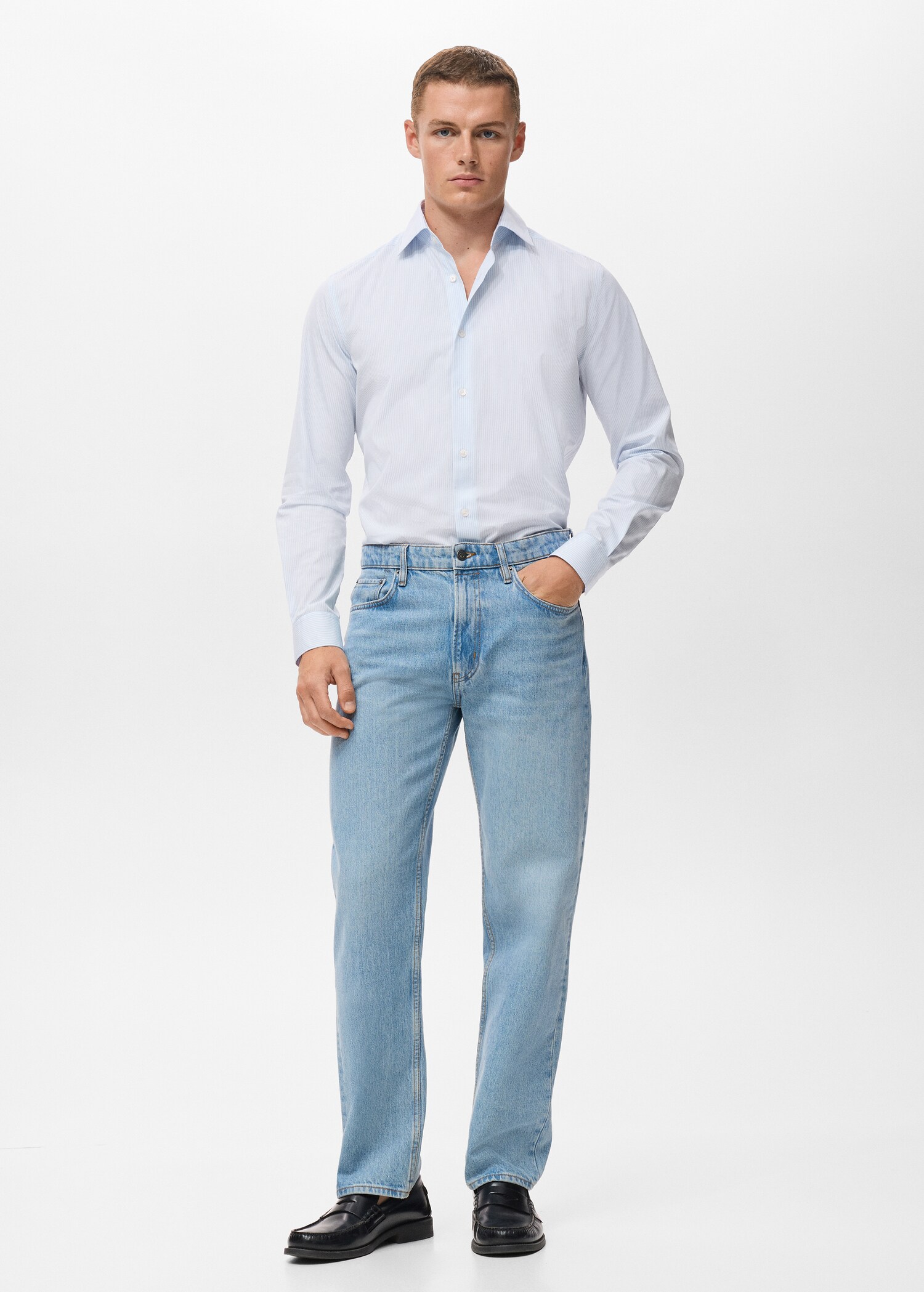 Camisa  100% algodón rayas slim fit - Plano general