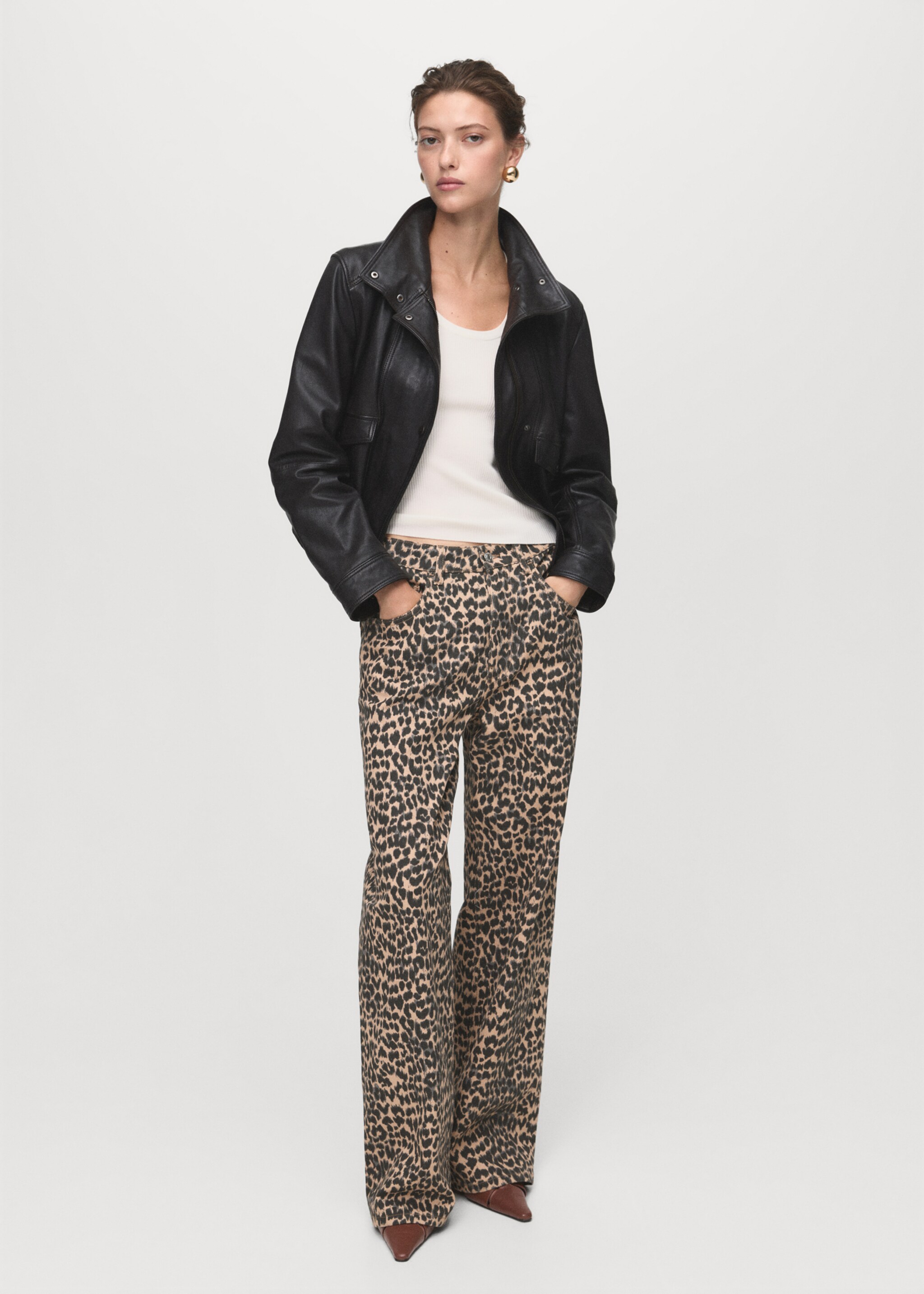 Leopard-print straight jeans - General plane, Brown. Ref: 17046003-00.