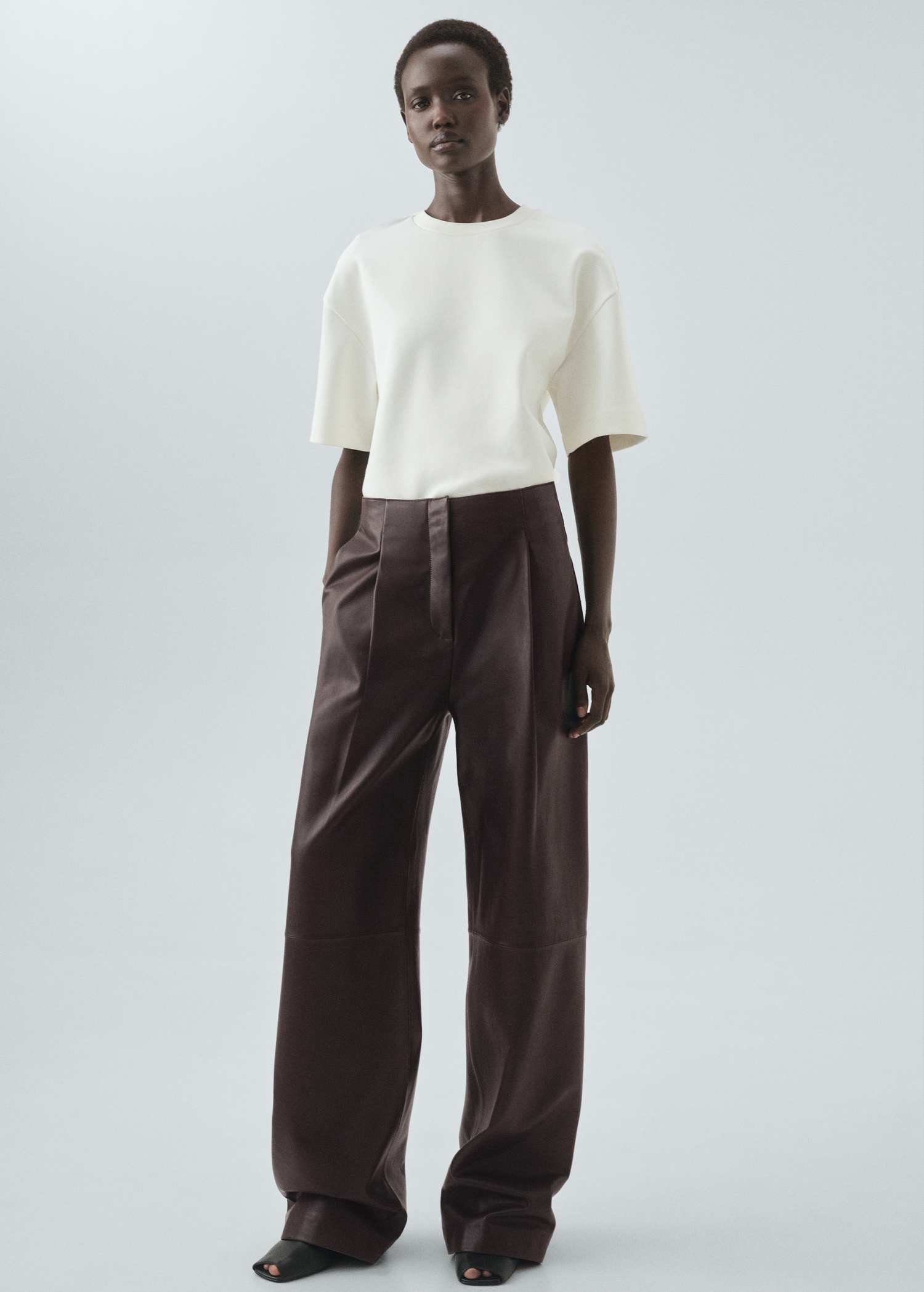 100% leather straight-leg trousers MANGO Armenia