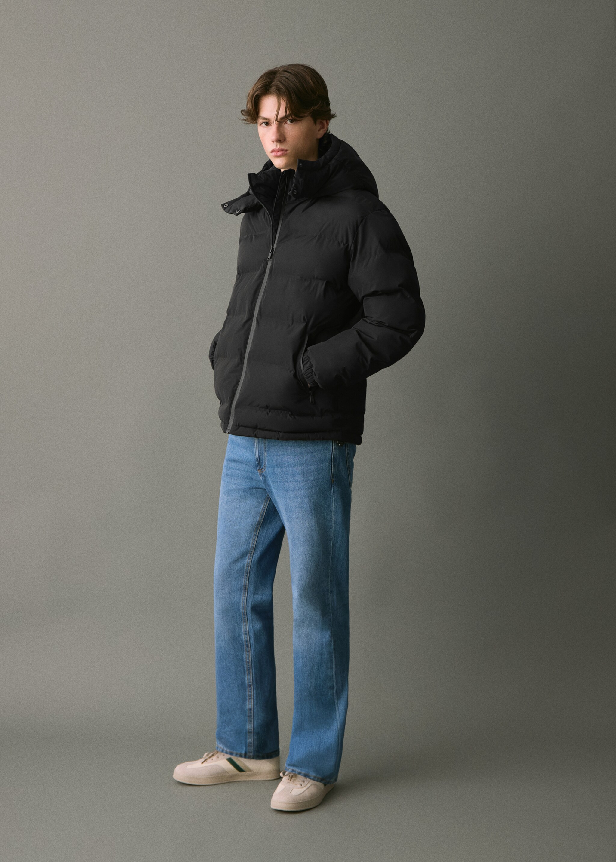 Hood quilted coat - General plane, Black. Ref: 17046721-00.