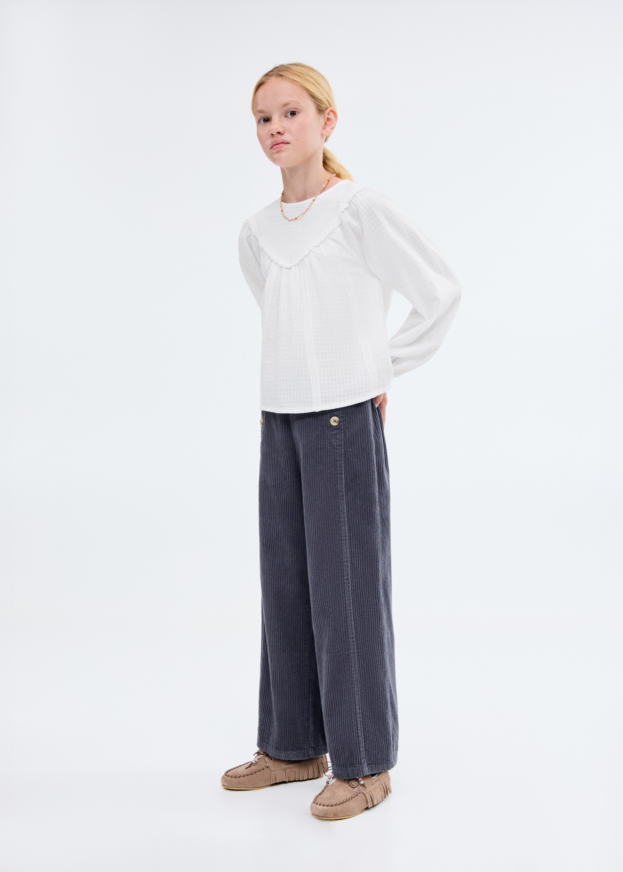 Blouse with lace trim details - General plane, White. Ref: 17046726-00.