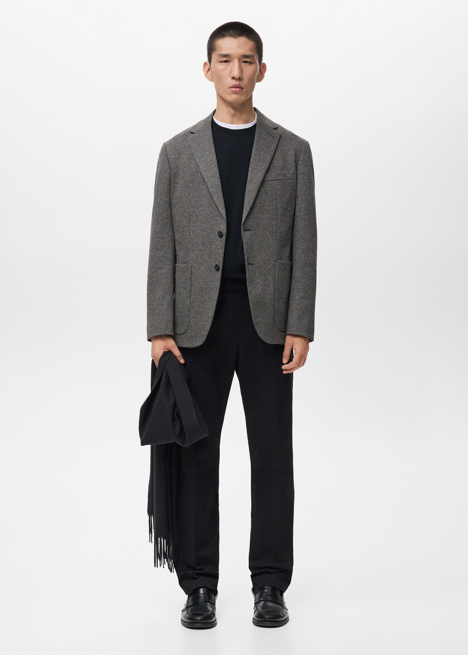 Slim fit microstructure blazer - General plane