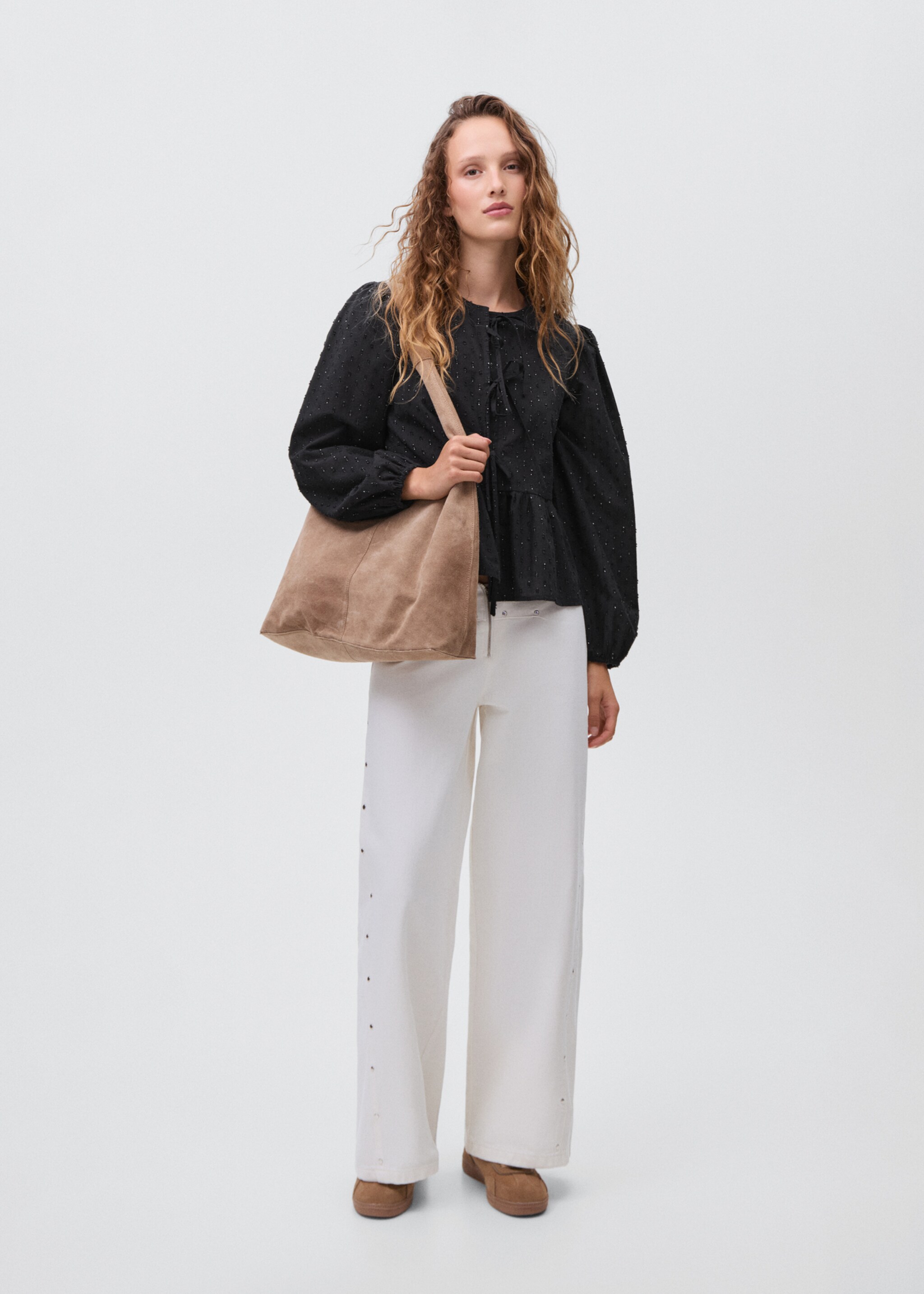 Lurex textured blouse - General plane, Black. Ref: 17047125-00.