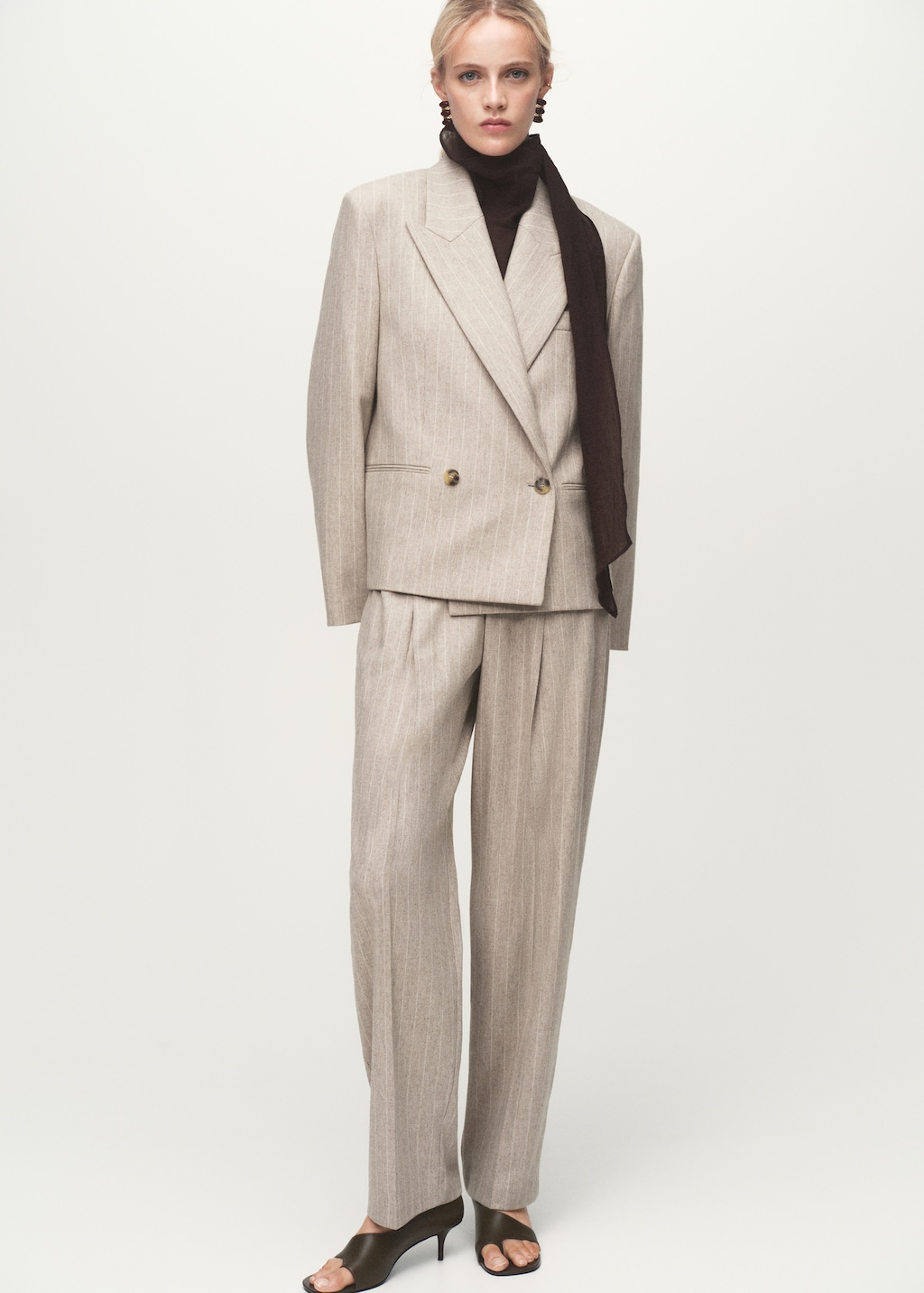 Pinstripe wool suit blazer