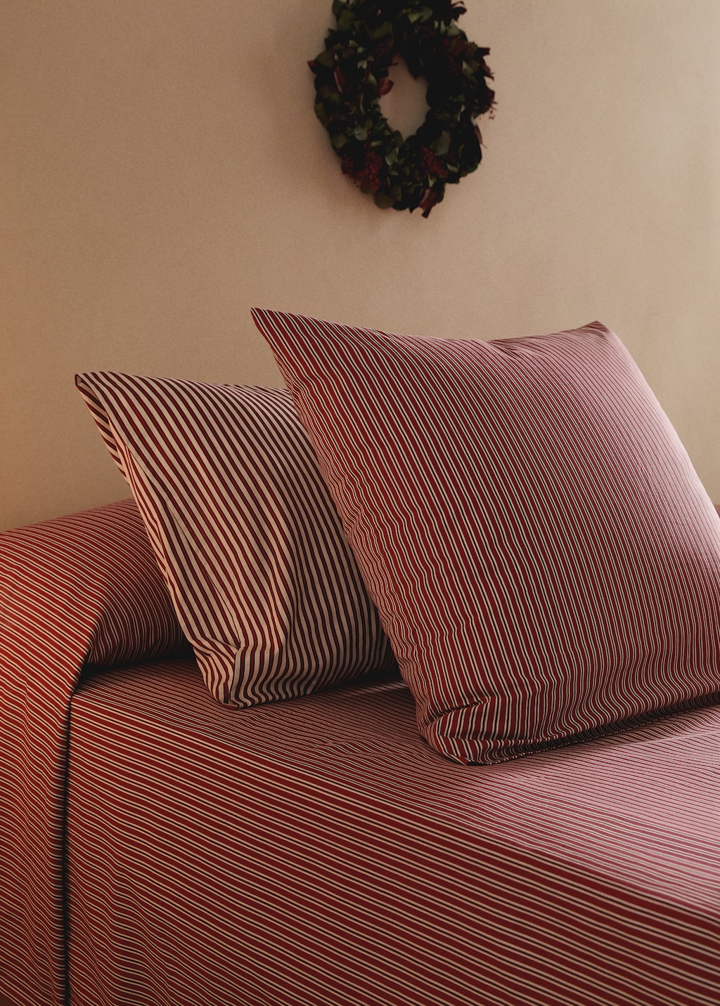 Reversible percale cotton striped pillowcase 50x75cm