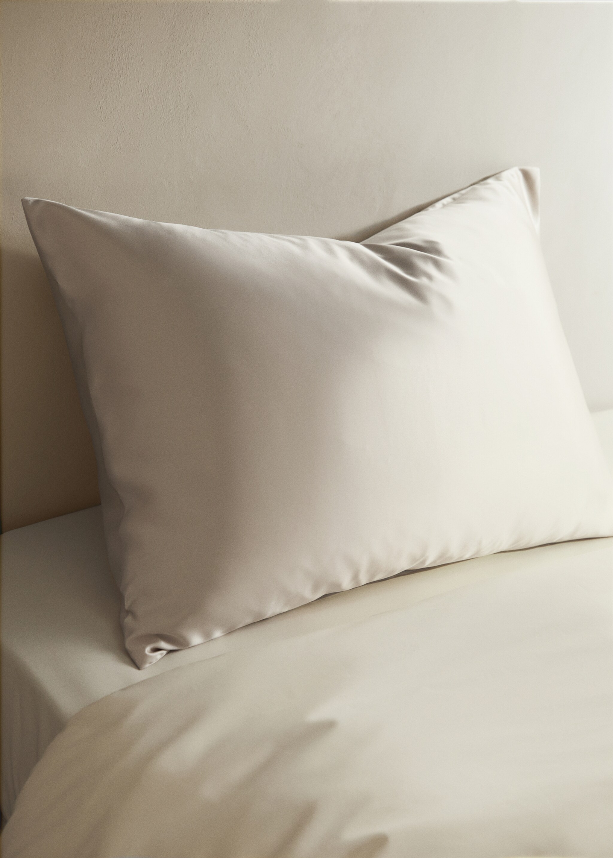 Taie d'oreiller 100 % soie avec boîte 50x75 cm - Plan général, Sable. Ref: 17047790-00.