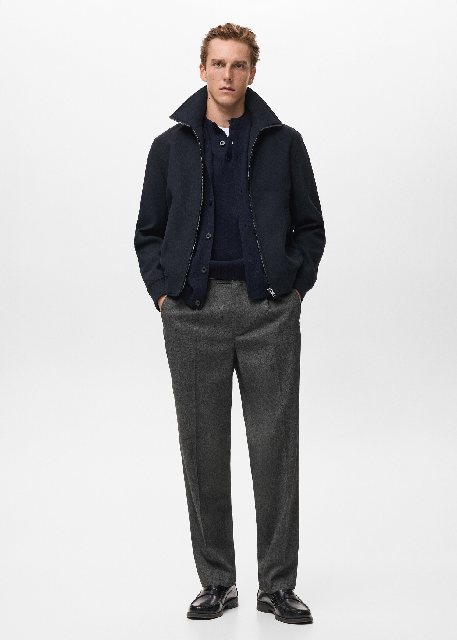 Zip textured jacket - General plane