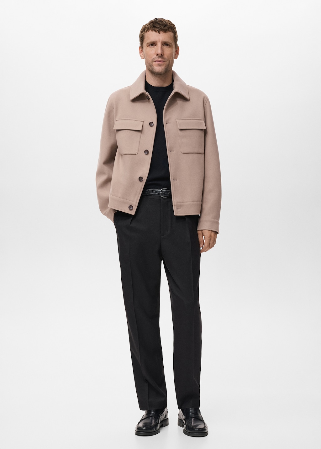 Wool jacket with lapel pockets