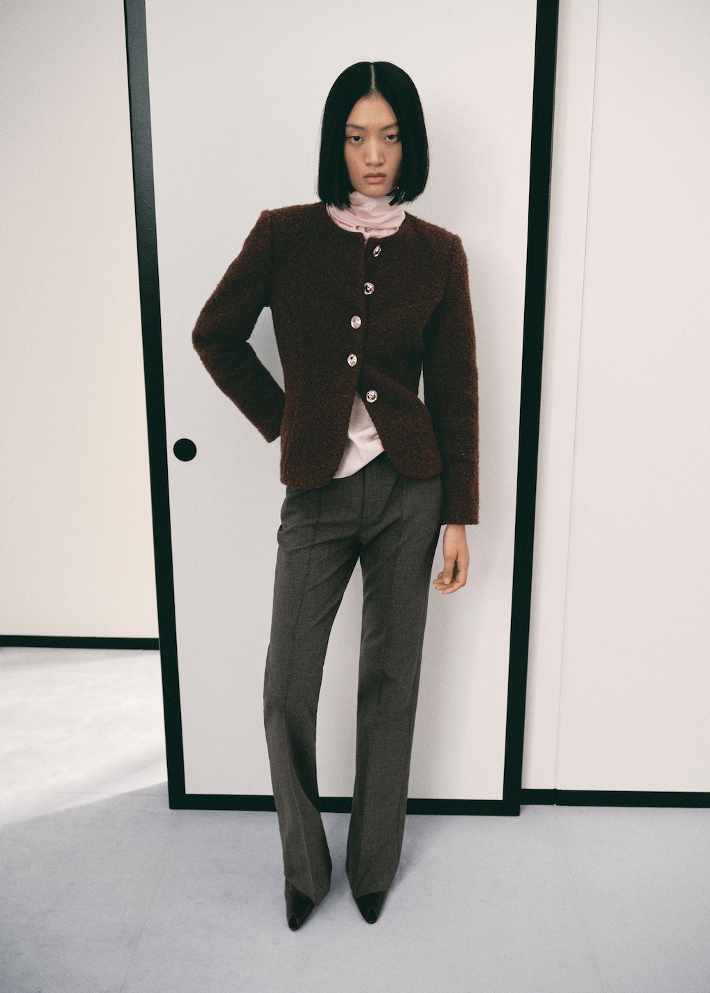 Bouclé jacket with jewel buttons