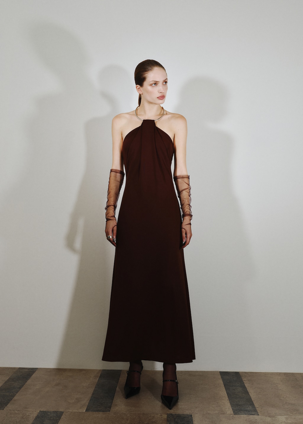 Dress with choker neck