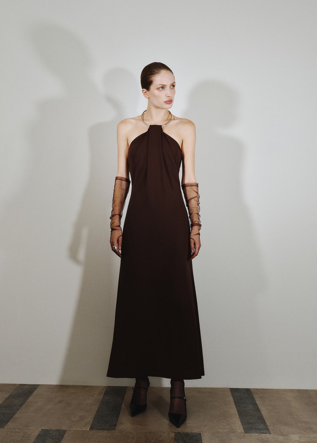 Dress with choker neck