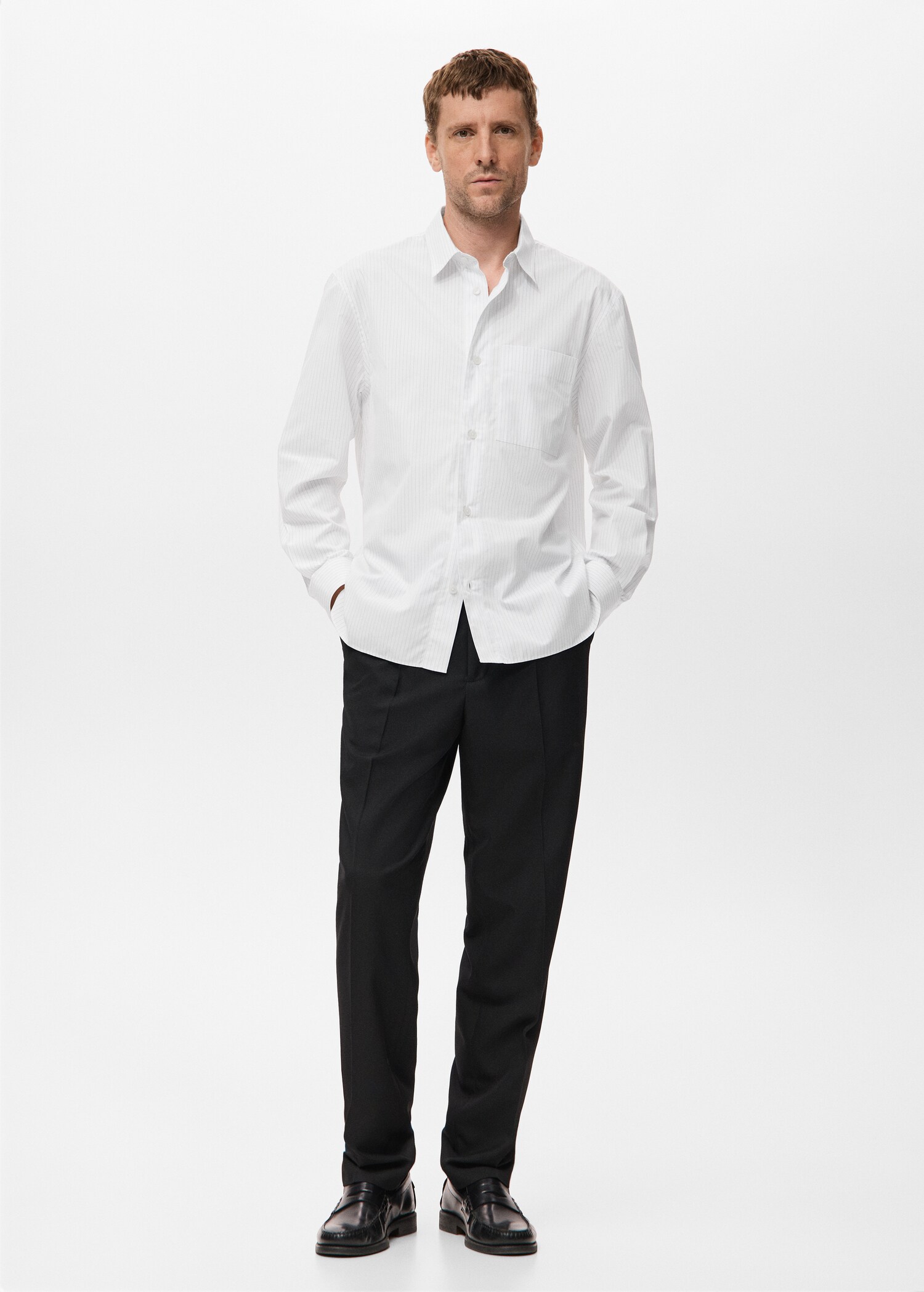 Chemise 100 % coton à rayures coupe relaxed fit - Plan général