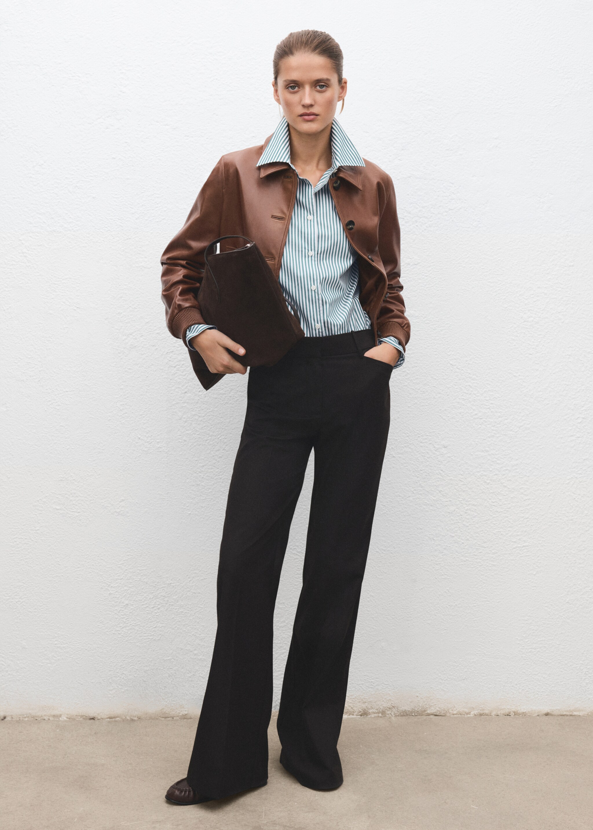 Oversize striped shirt - General plane, Green. Ref: 17049213-00.