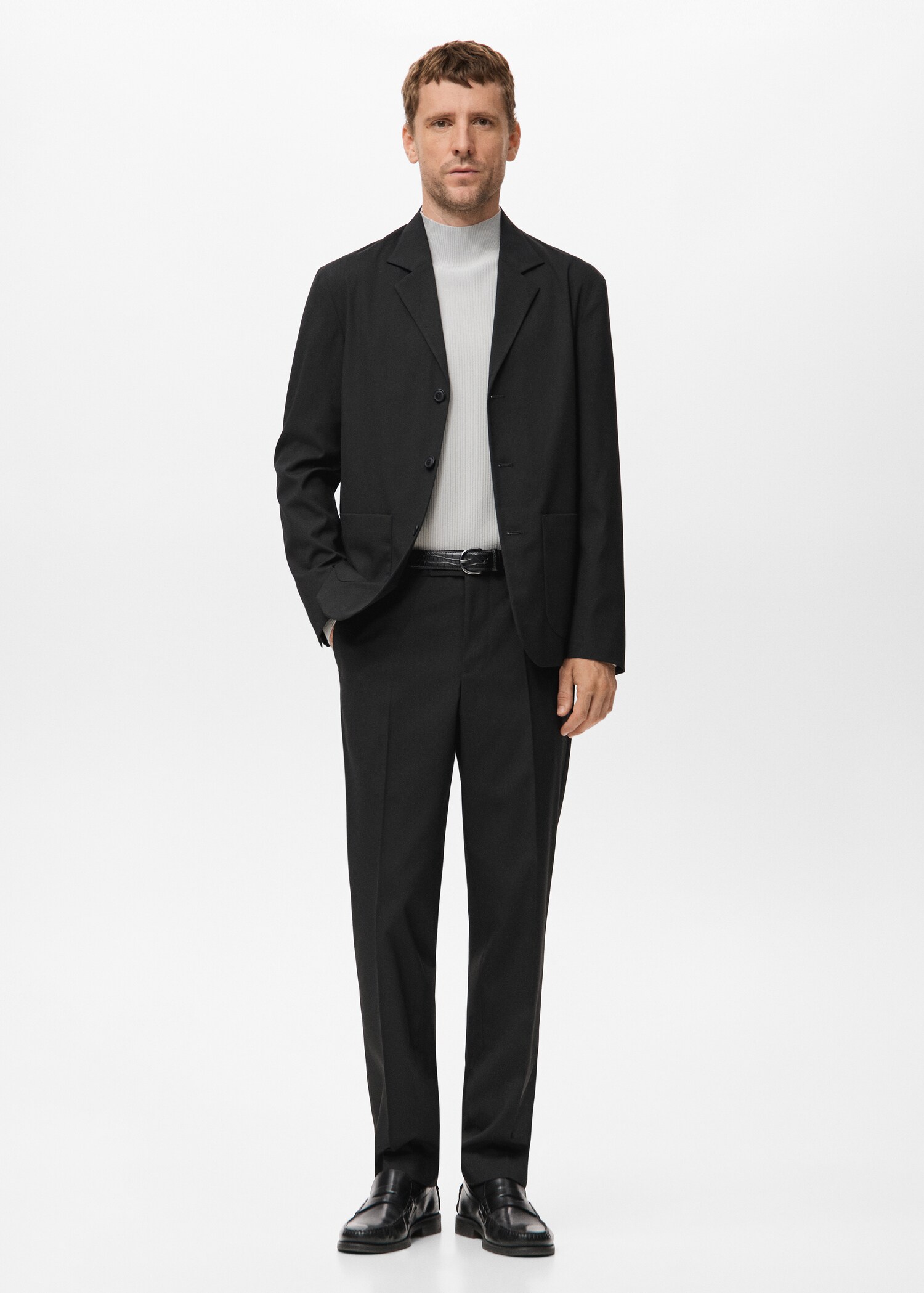 Pleated straight-leg suit trousers - General plane