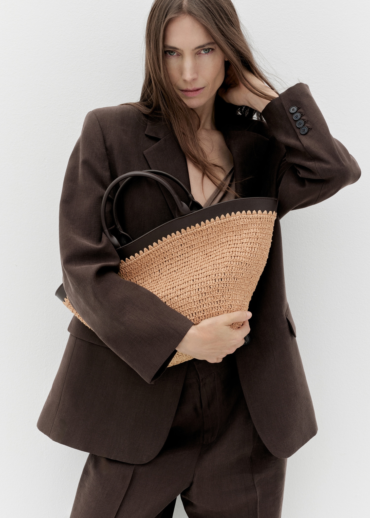 Large natural fibre bag with double handle - General plane