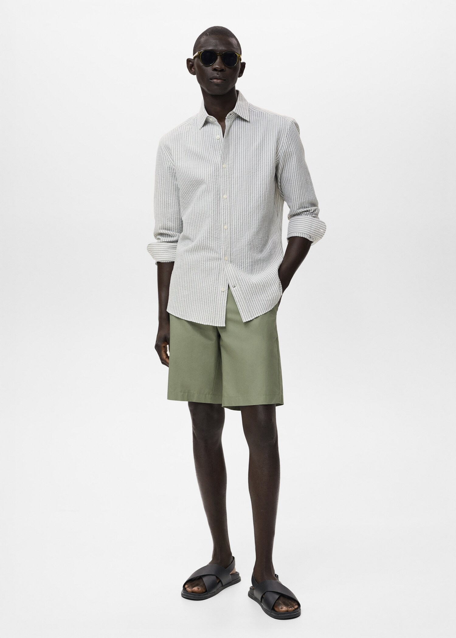 Regular-fit stripe-textured shirt - General plane
