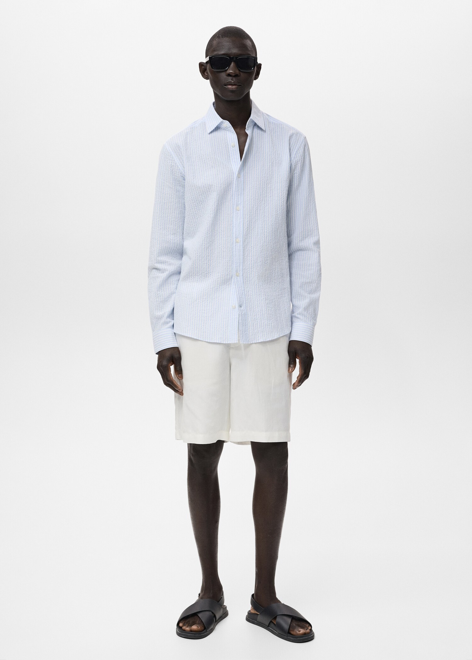 Camisa regular fit textura ratlles - Pla general