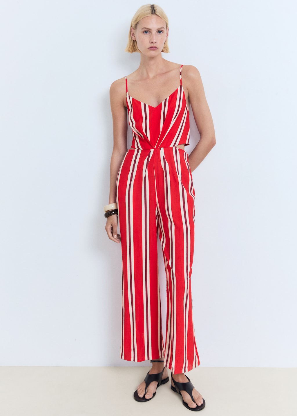 Striped jumpsuit with cut-out
