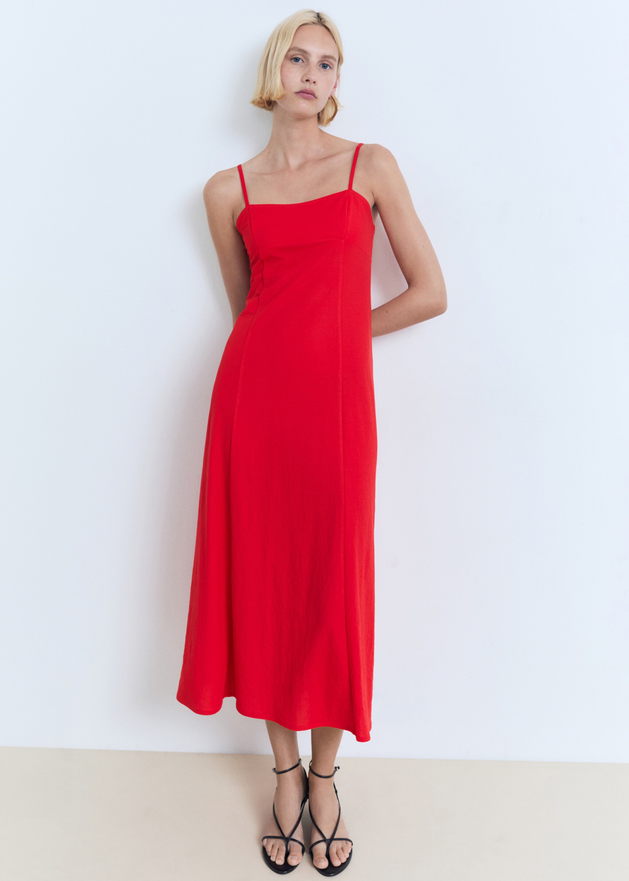 Midi dress with bow at back - General plane