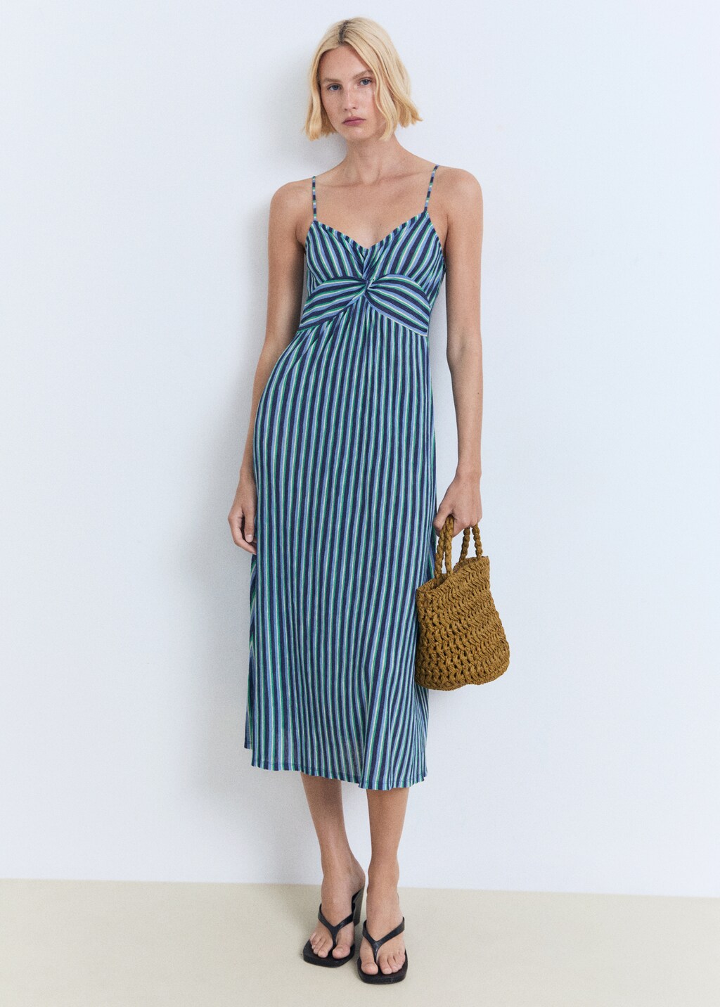 Striped gathered dress