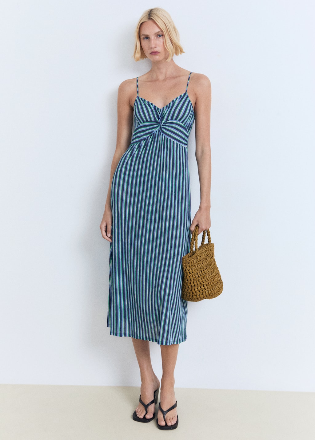 Striped gathered dress