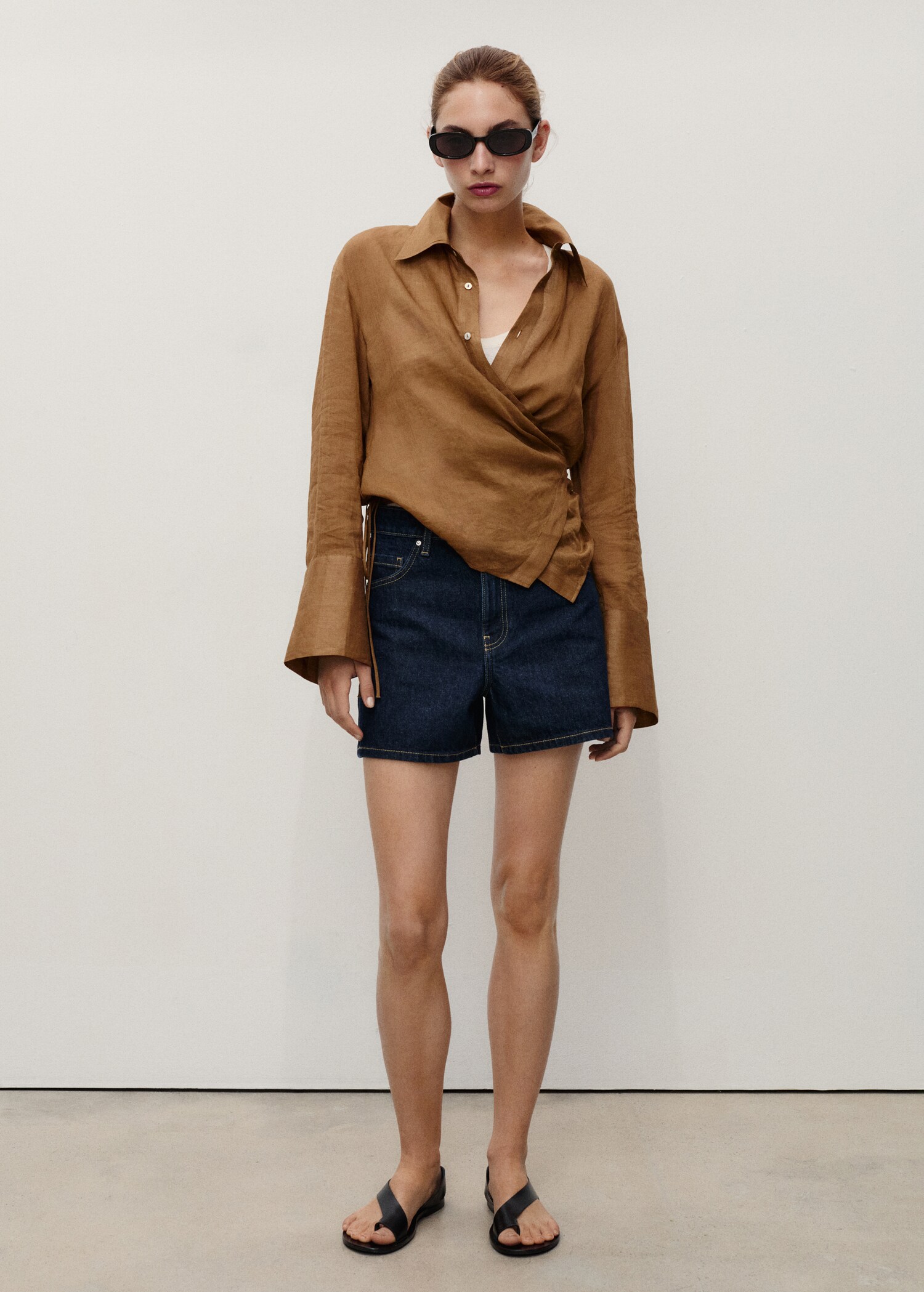 Short en jean droit taille haute - Plan général